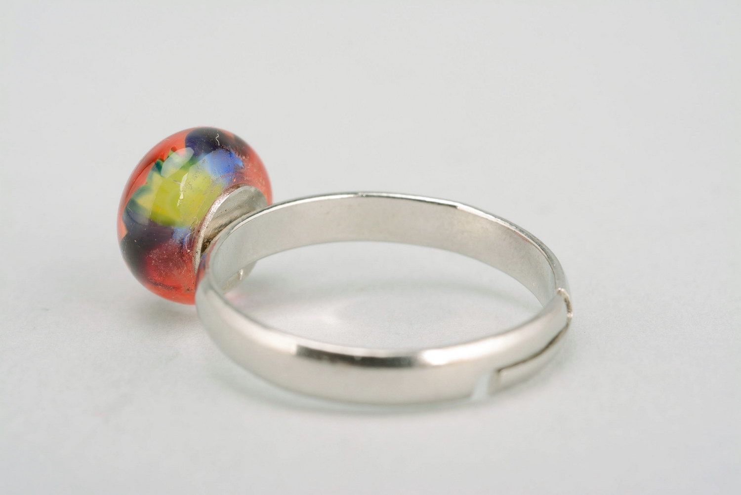 Ring made of fusing glass Flower in the glass photo 2
