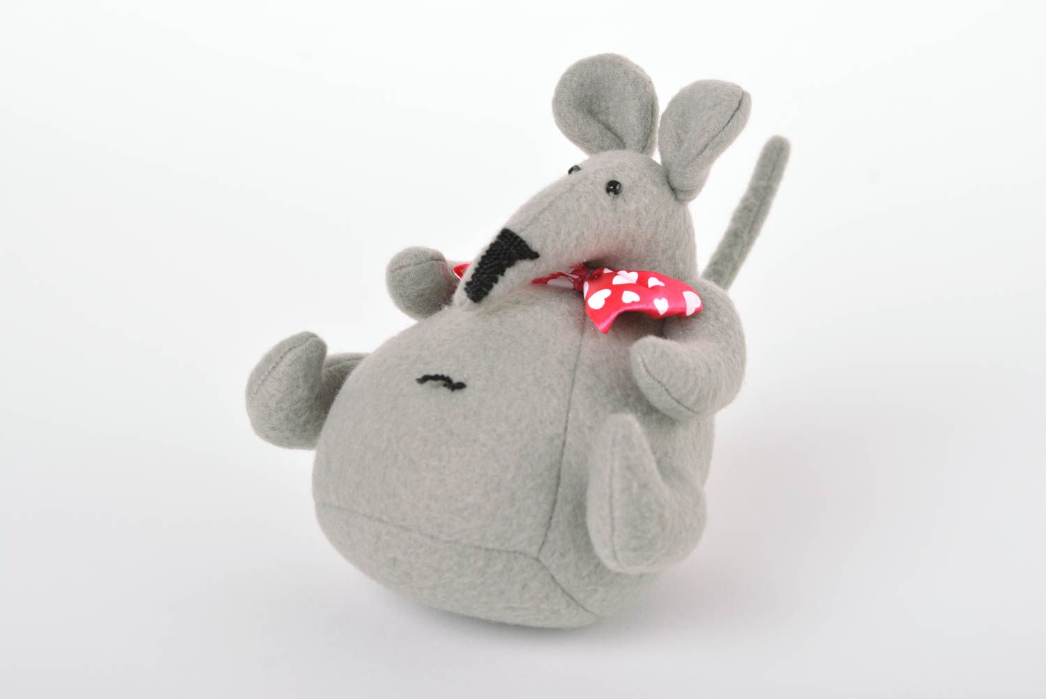 Peluche souris grise Jouet fait main en tissu polaire Cadeau pour enfant photo 4