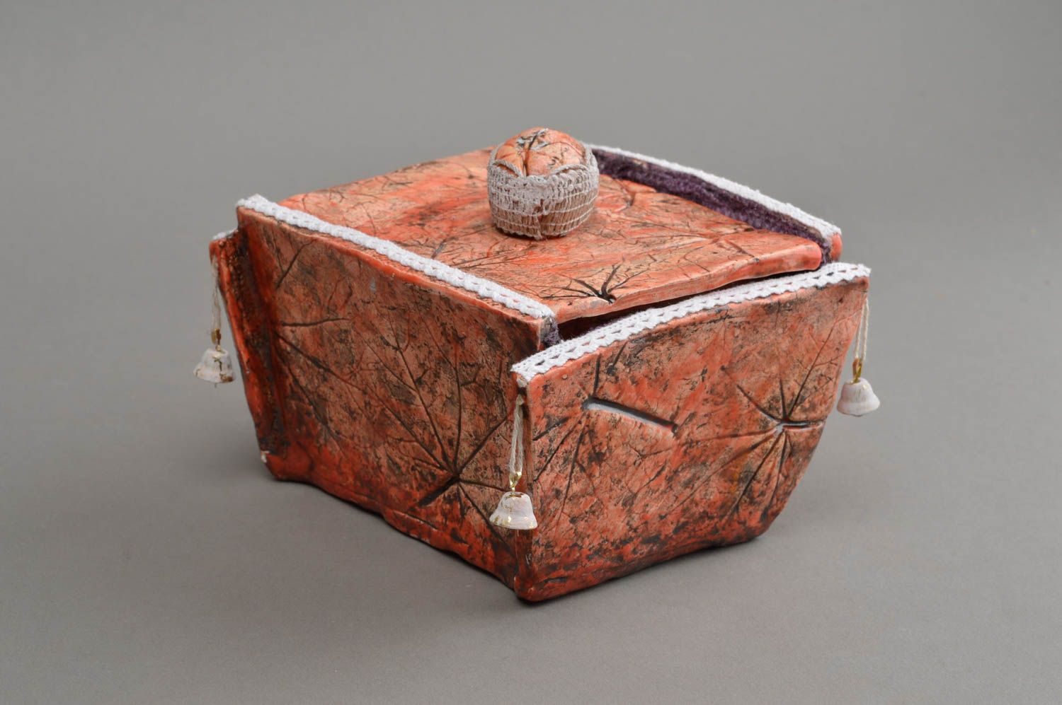 Boîte en céramique faite main peinte design de créateur accessoire original photo 3