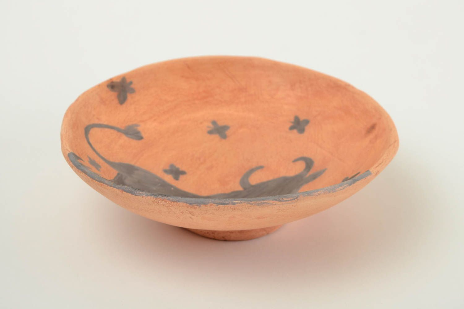 Керамическая тарелка ручной работы глиняная посуда расписная тарелка красивая фото 4