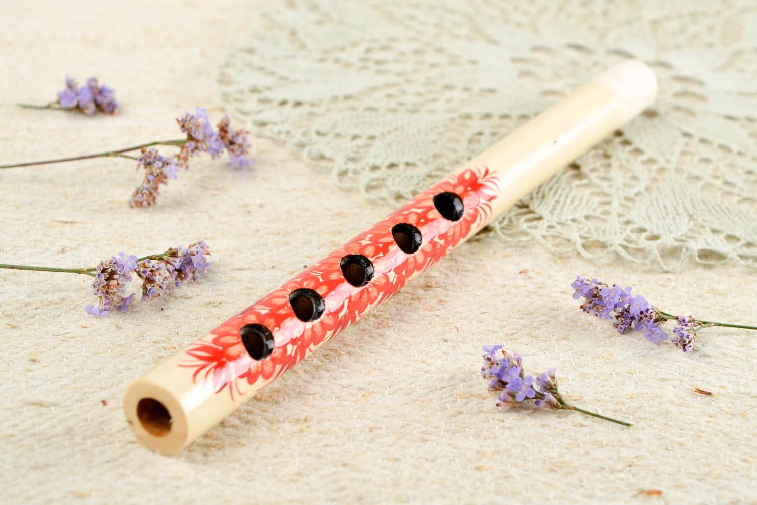 Handmade kleine Flöte Musik Instrument originelles Geschek bemalt ethnisch foto 1