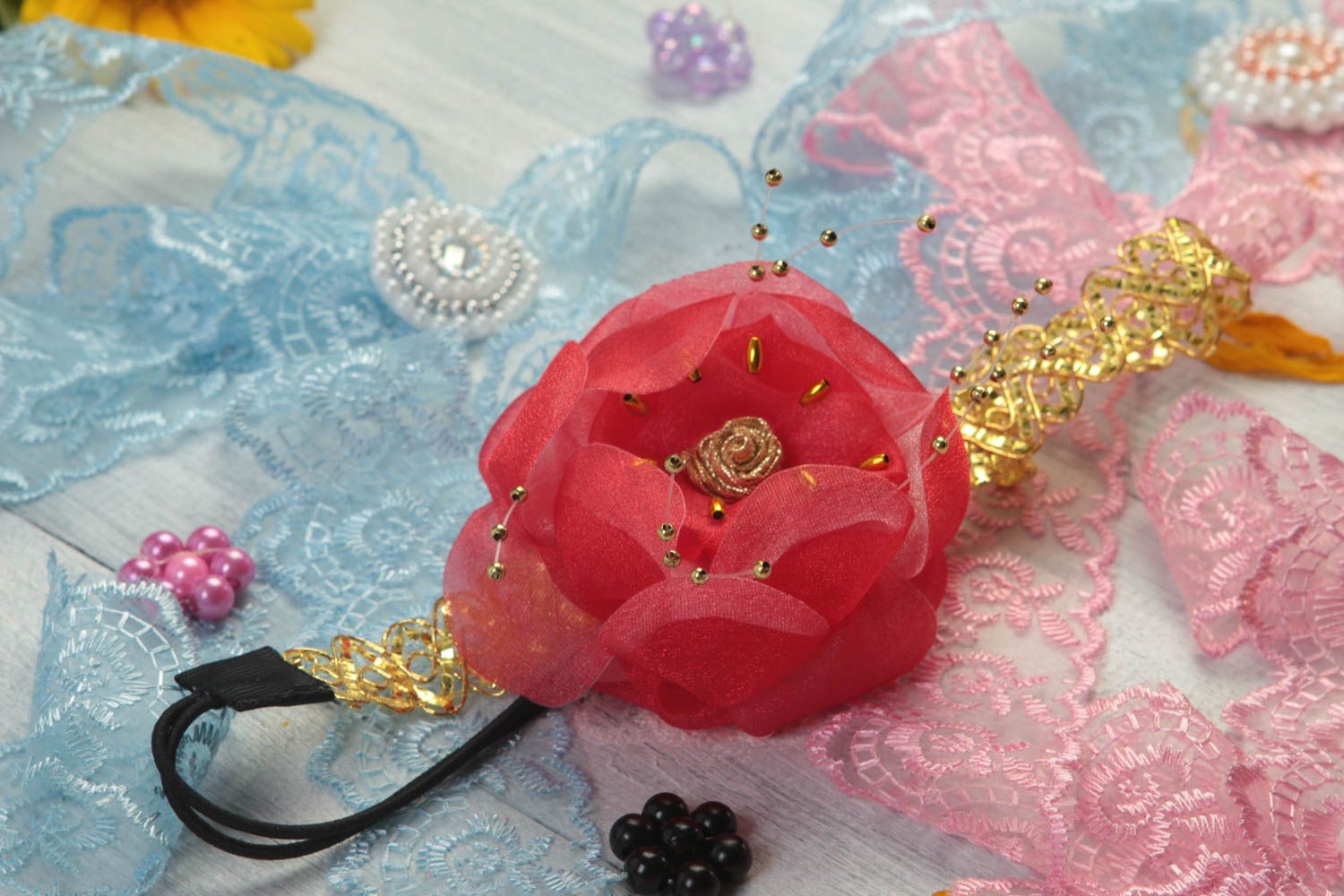 Haarband mit Blumen Schmuck handgemacht Haar Schmuck Accessoires für Haare  foto 1