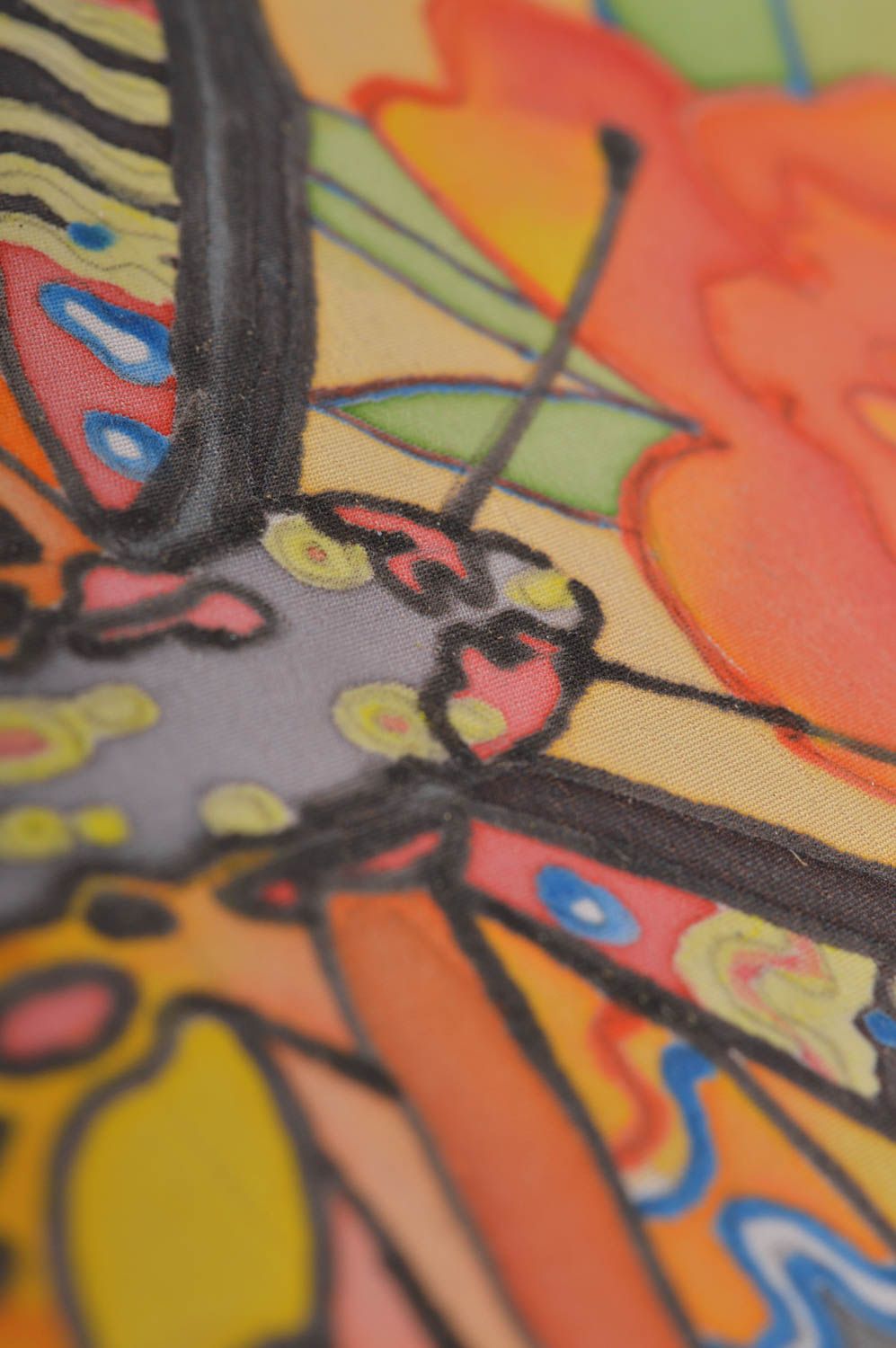 Handgemachtes modernes Wandbild in Batik Technik im Holzrahmen Schmetterling foto 2