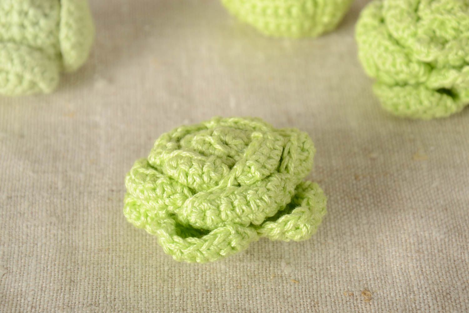 Crocheted textile cabbage handmade stylish vegetable kids cute soft toy  photo 1