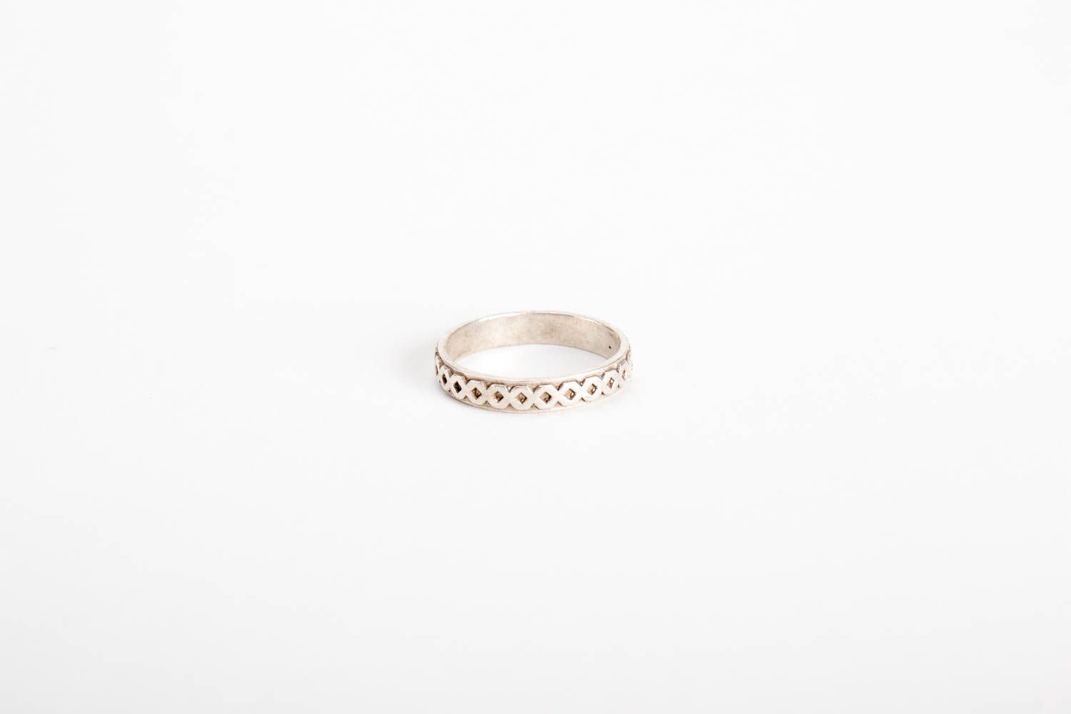 Женское кольцо ручной работы серебряное кольцо простое женское кольцо с узором фото 5