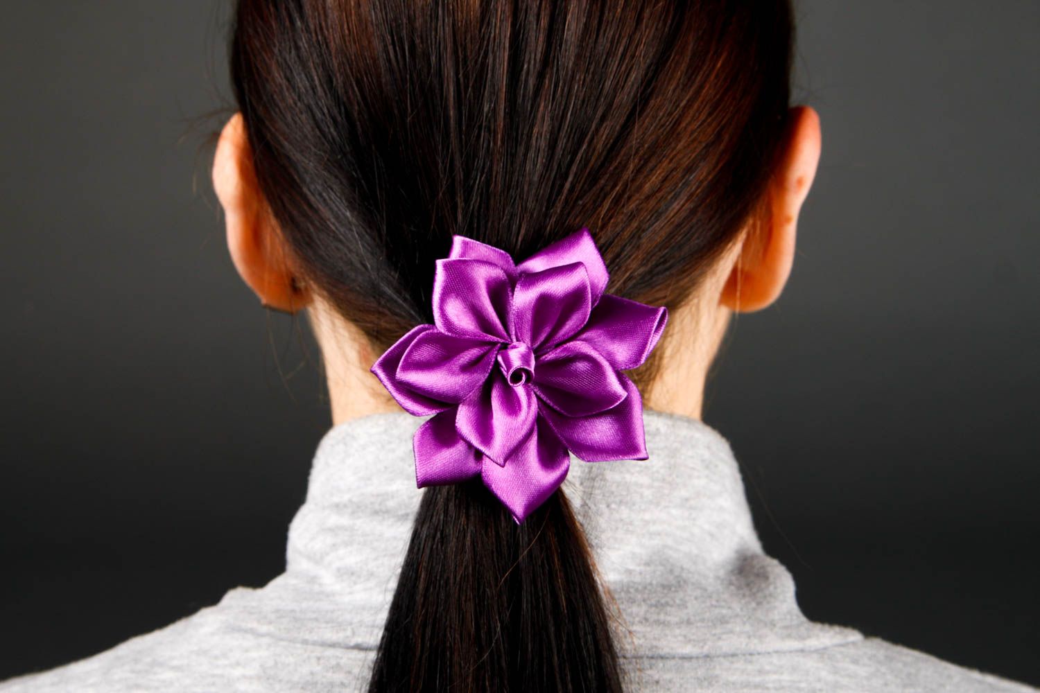 Schmuck handgemacht Blumen Haargummi Mädchen Haarschmuck Mode Accessoire lila foto 2