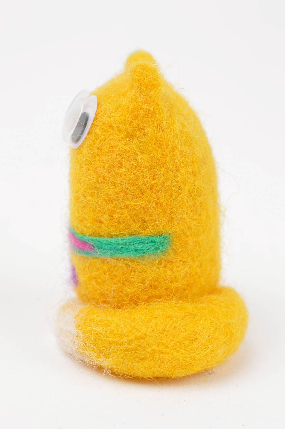 Peluche décorative fait main Jouet en laine Cadeau enfant Chaton jaune photo 3