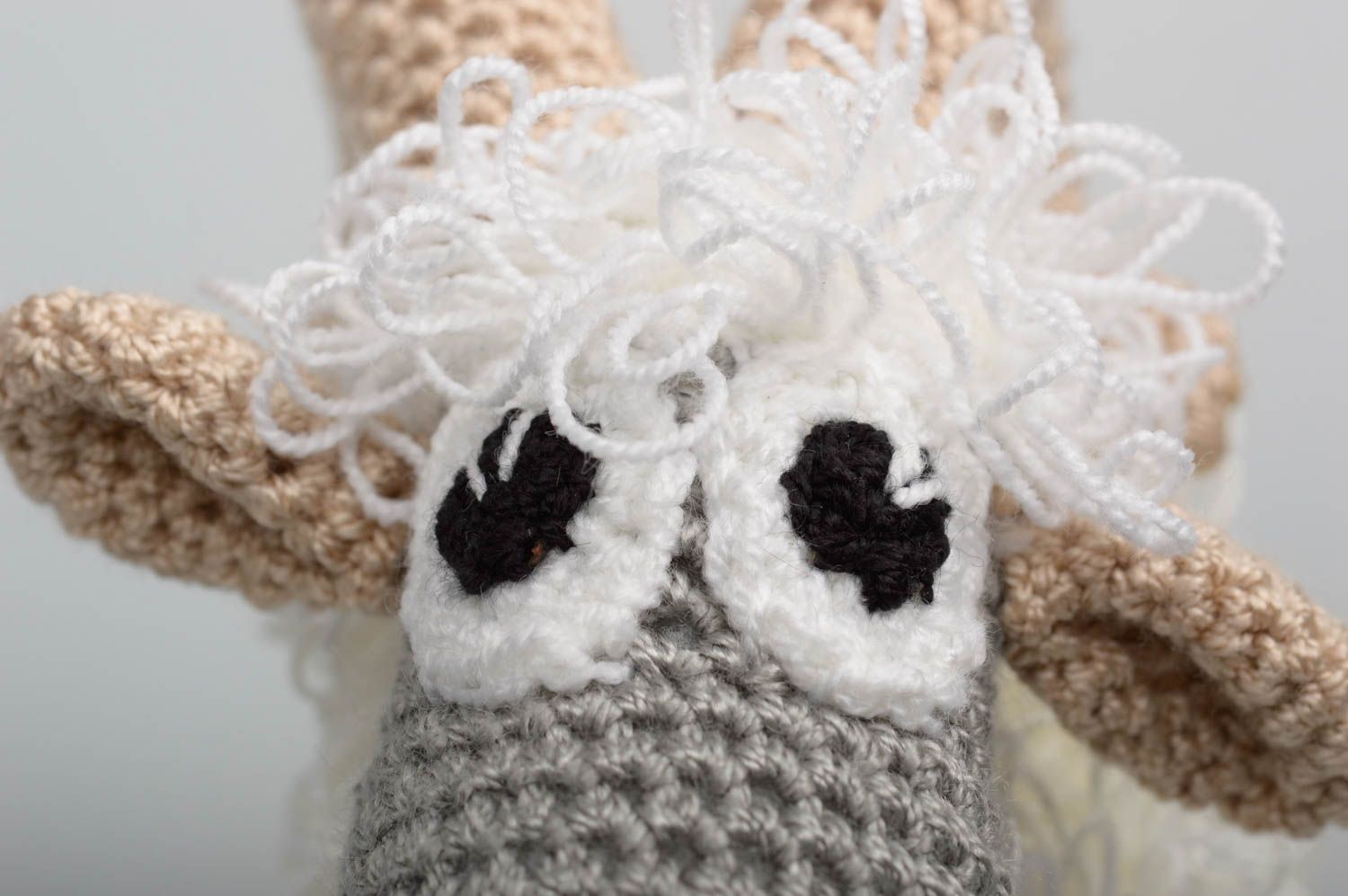 Peluche mouton gris faite main Jouet tricoté au crochet en coton Cadeau enfant photo 4