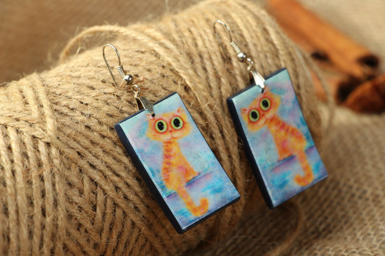 Polymer clay earrings Cats photo 3