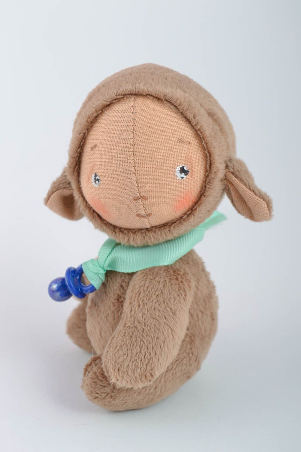 Jouet enfant fait main Peluche en tissu Cadeau original marron amusant mou photo 2