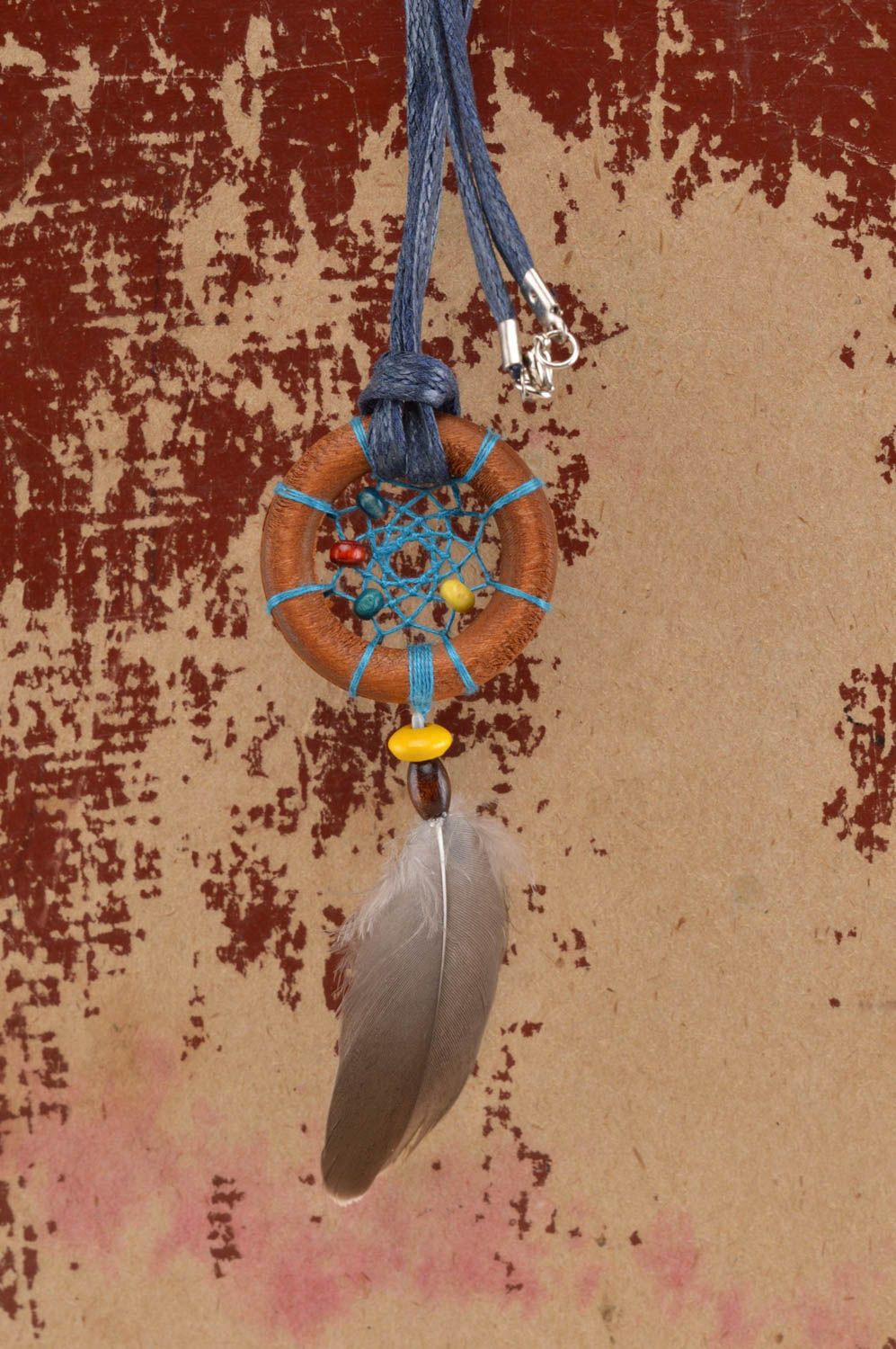 Ловец Снов кулон с красивым перышком утки ручной работы Фиолетовый омут фото 1