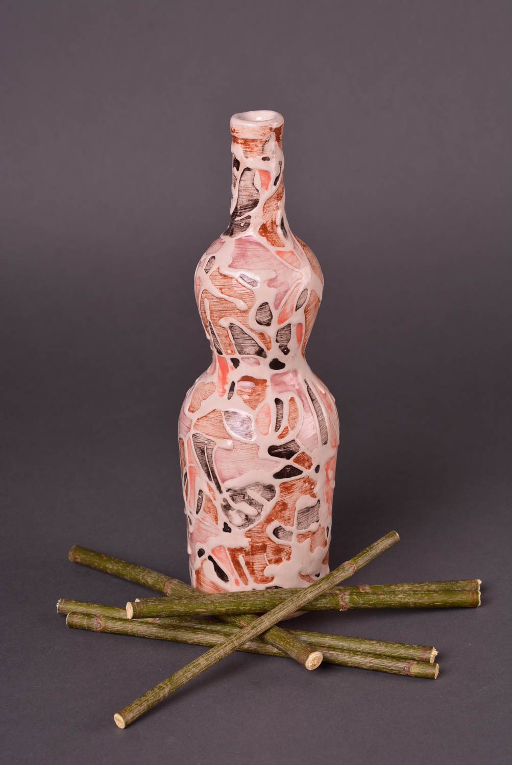 Подарок ручной работы глиняная бутылка фигурная керамическая бутылка 700 мл фото 1