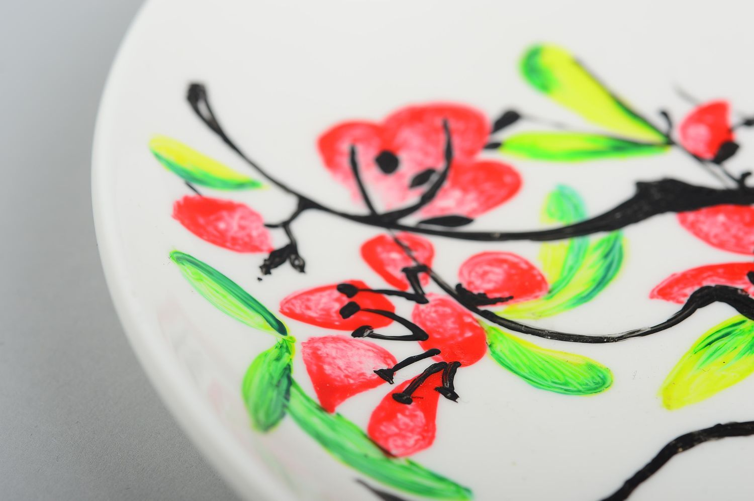 Керамическая тарелка посуда ручной работы расписная красивая посуда с сакурой фото 5