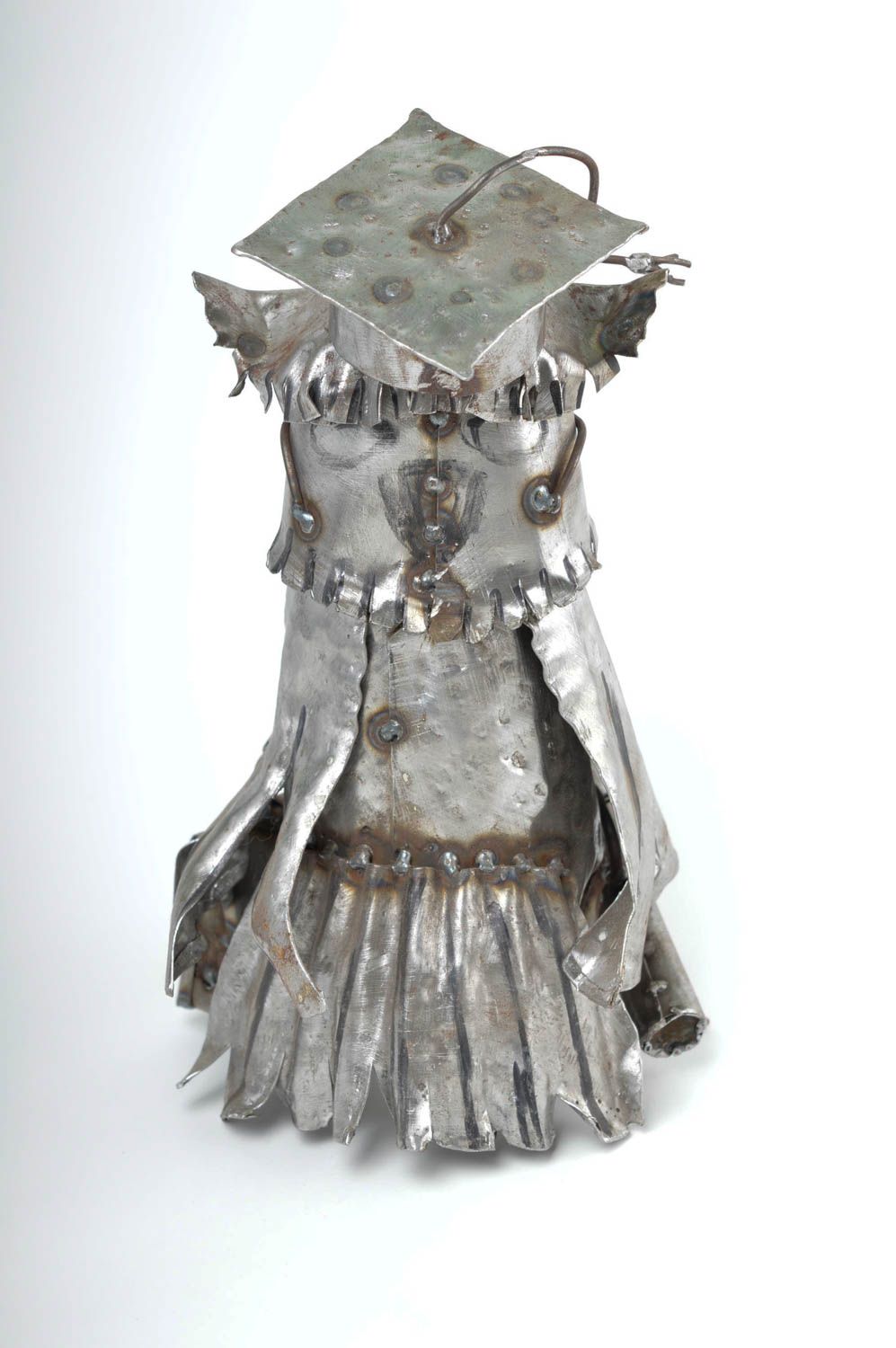 Figura de metal artesanal elemento decorativo regalo original Lechuza con gafas  foto 4