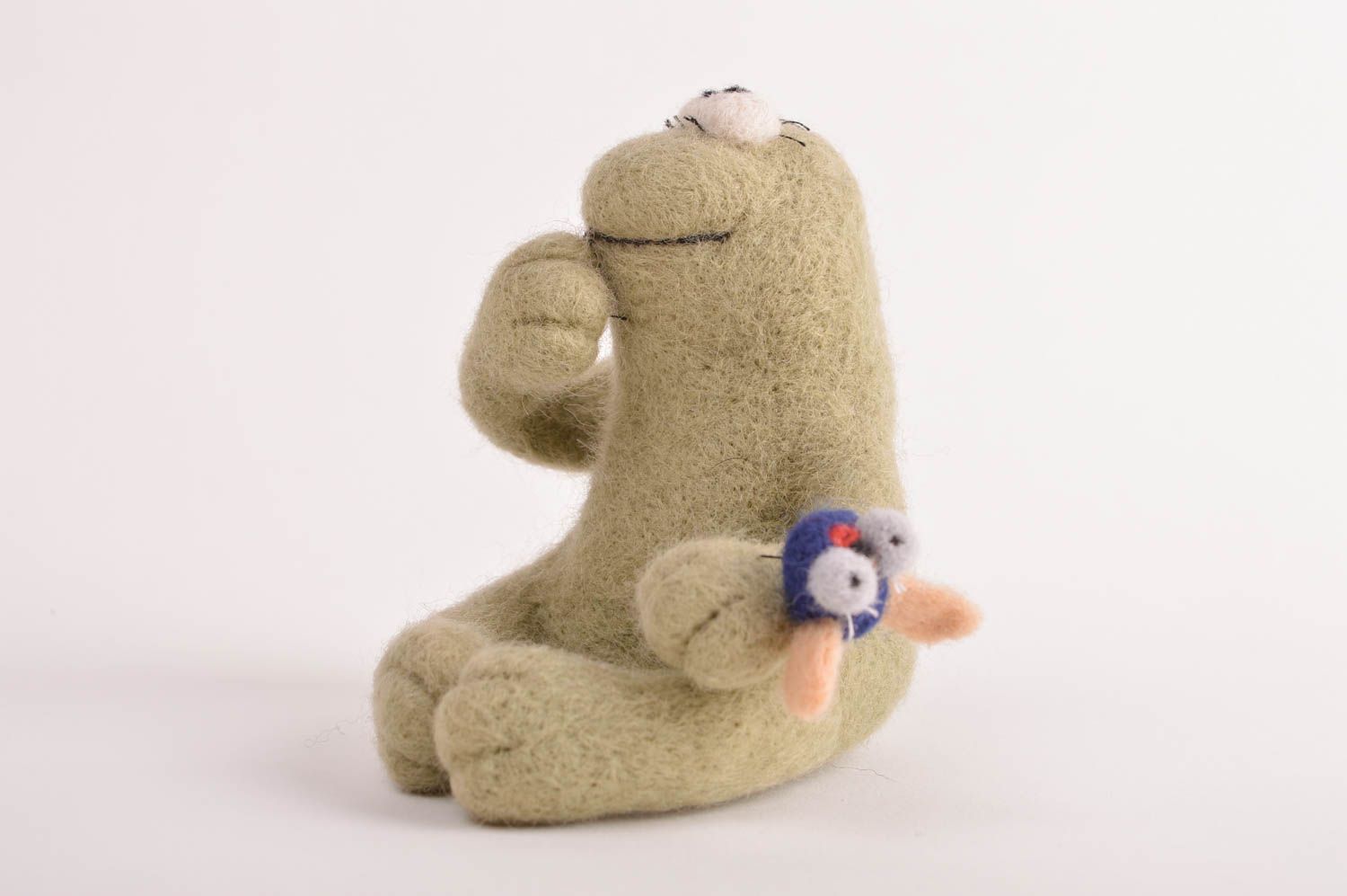 Handgefertigt gefilzte Figur Frosch Spielzeug originelles Geschenk schön foto 3
