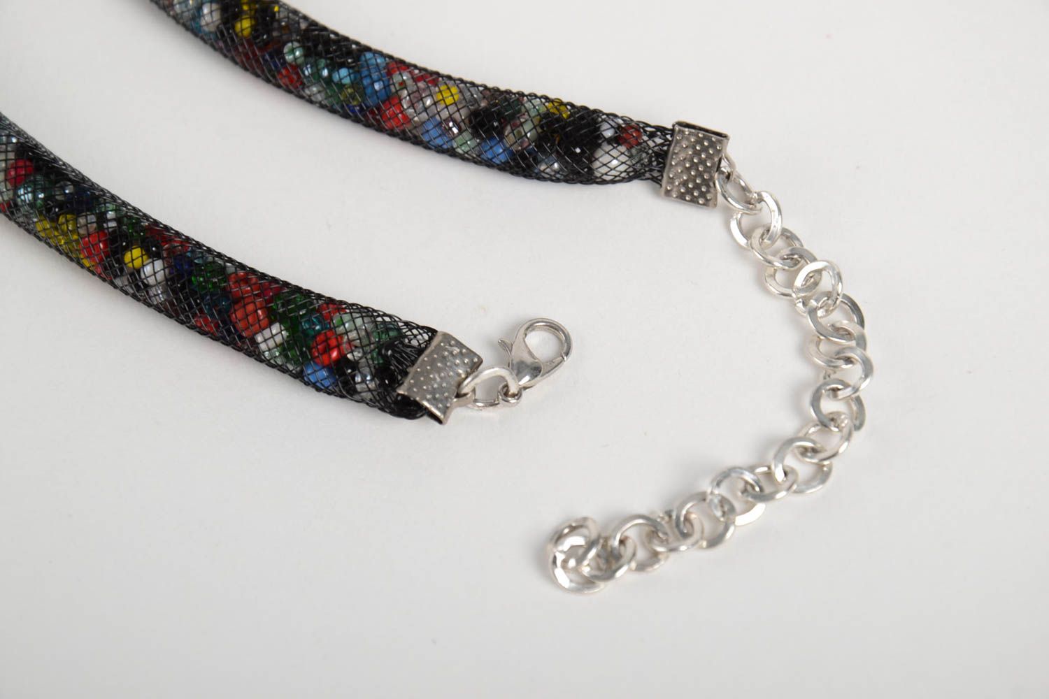 Handmade unusual beaded necklace stylish elegant accessory beaded cord necklace photo 4