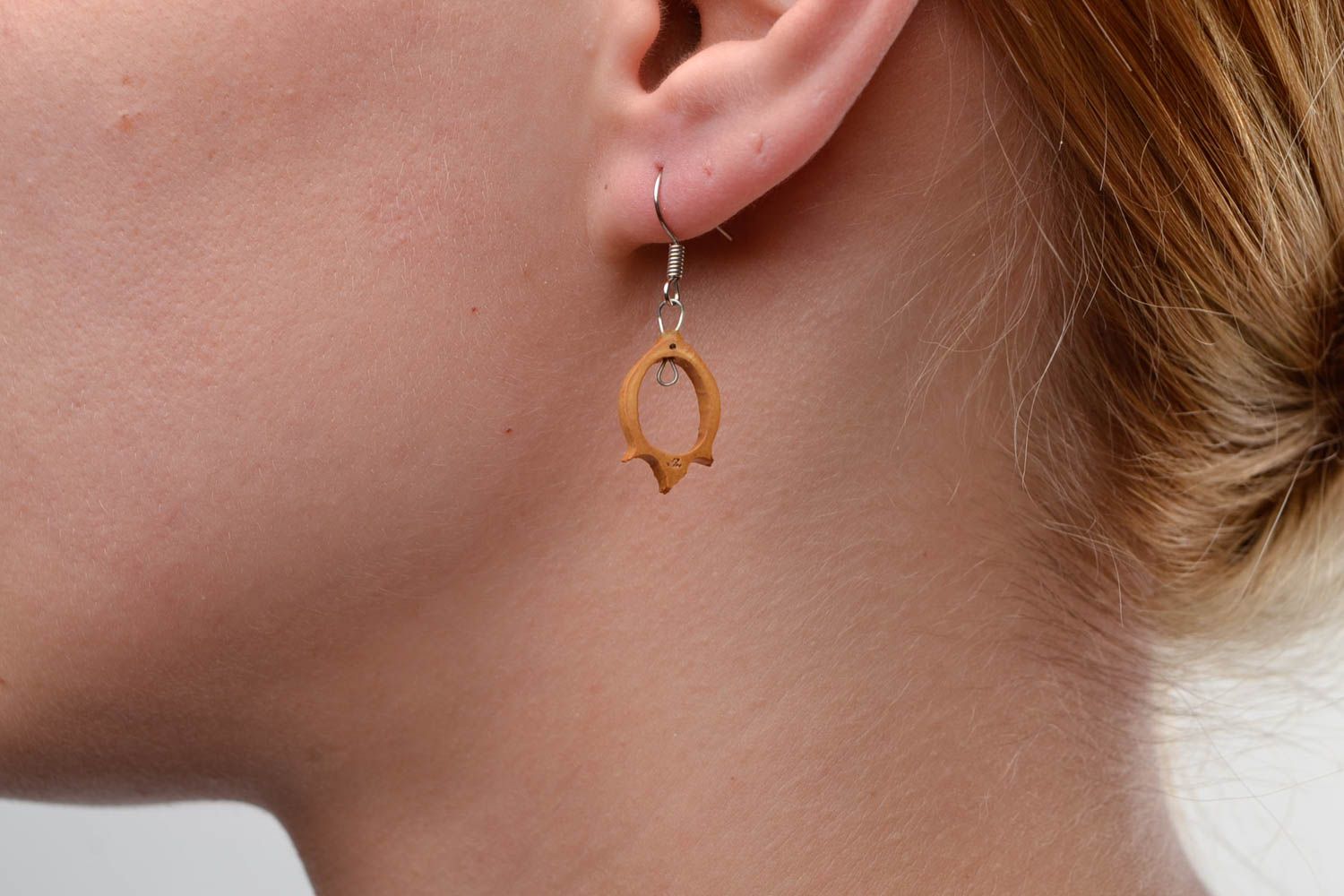 Schmuck handgemacht Ohrringe aus Holz Damen Ohrringe Modeschmuck Ohrringe klein foto 1