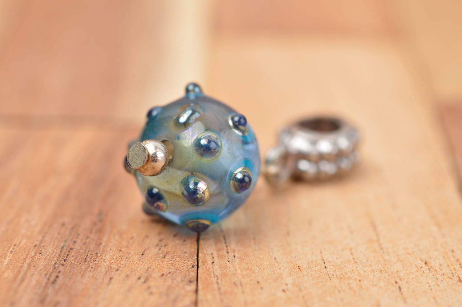 Handmade pendant women necklace glass pendant lampwork pendant blue bead photo 2