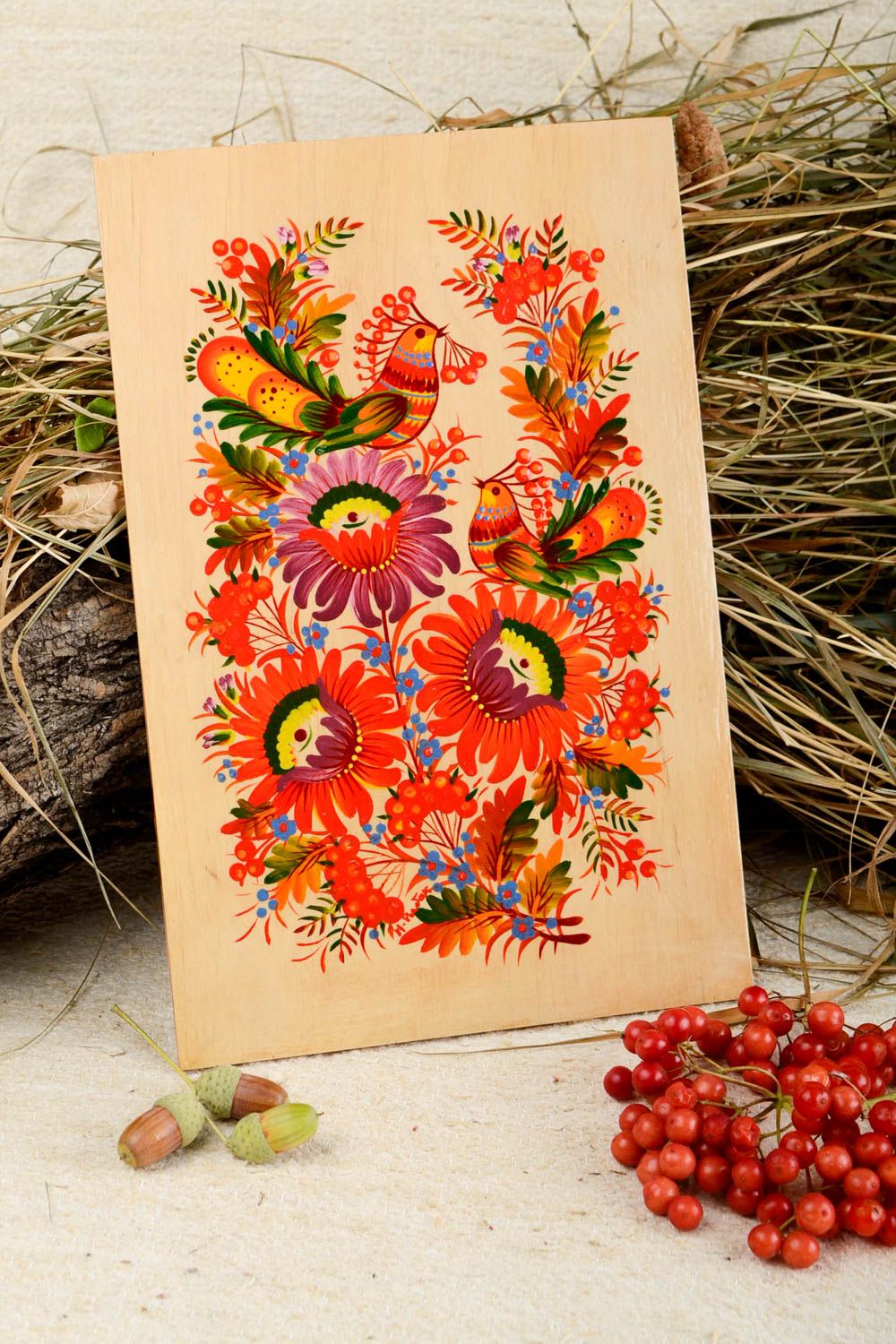Tableau fait main Décoration murale sur contreplaqué floral Cadeau original photo 1