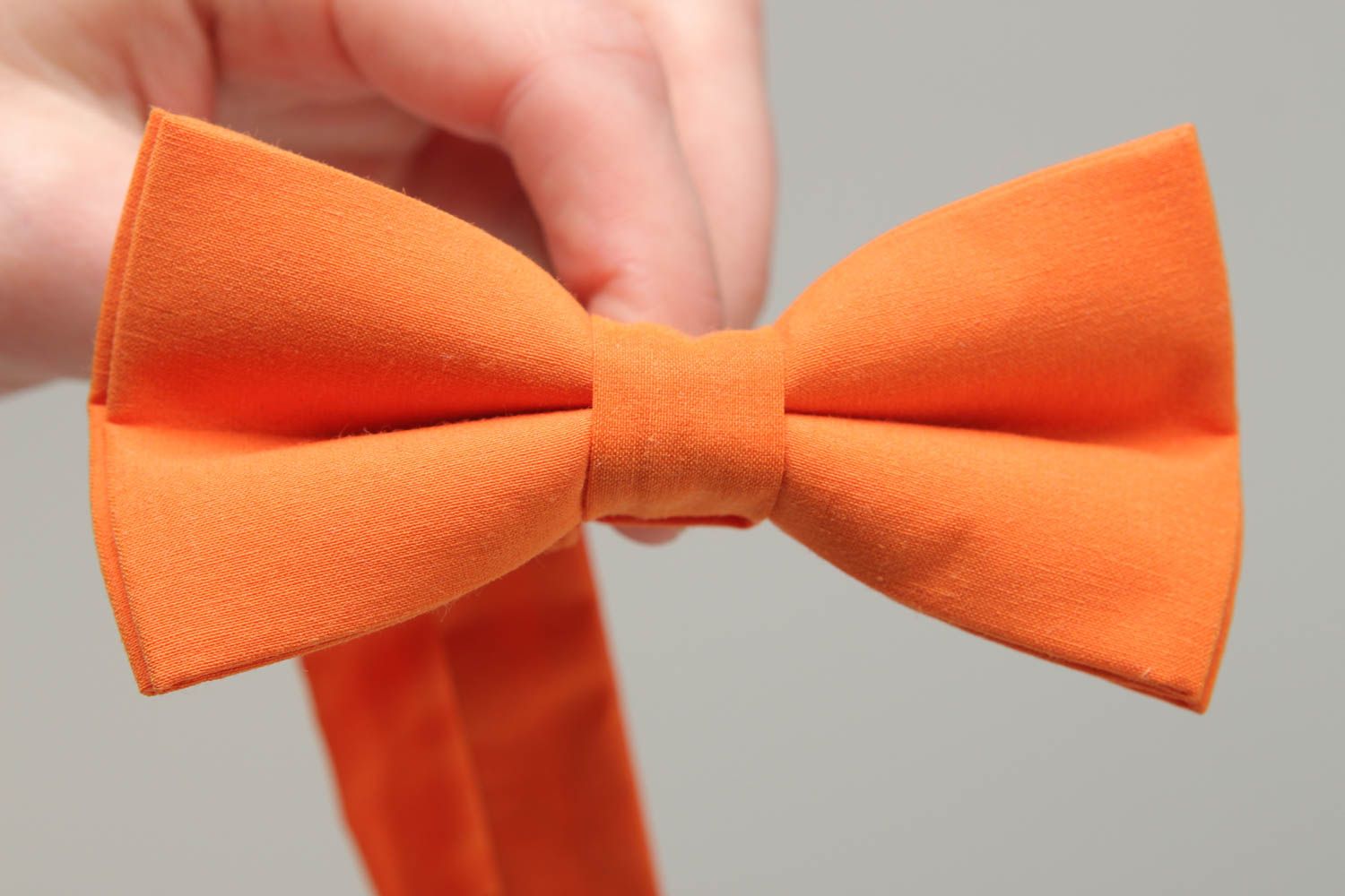 Orange cotton fabric bow tie photo 4
