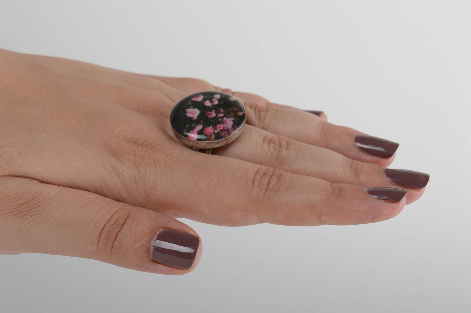 Кольцо ручной работы кольцо из металла винтажное кольцо с эпоксидной смолой фото 5