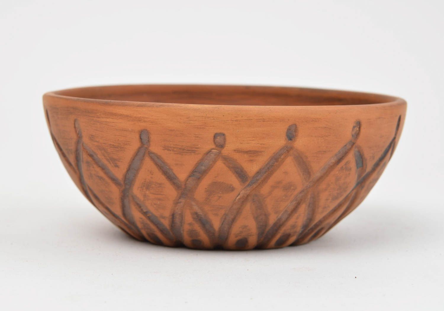 Handmade ceramic bowl with patterns molded clay bowl designer tableware photo 2