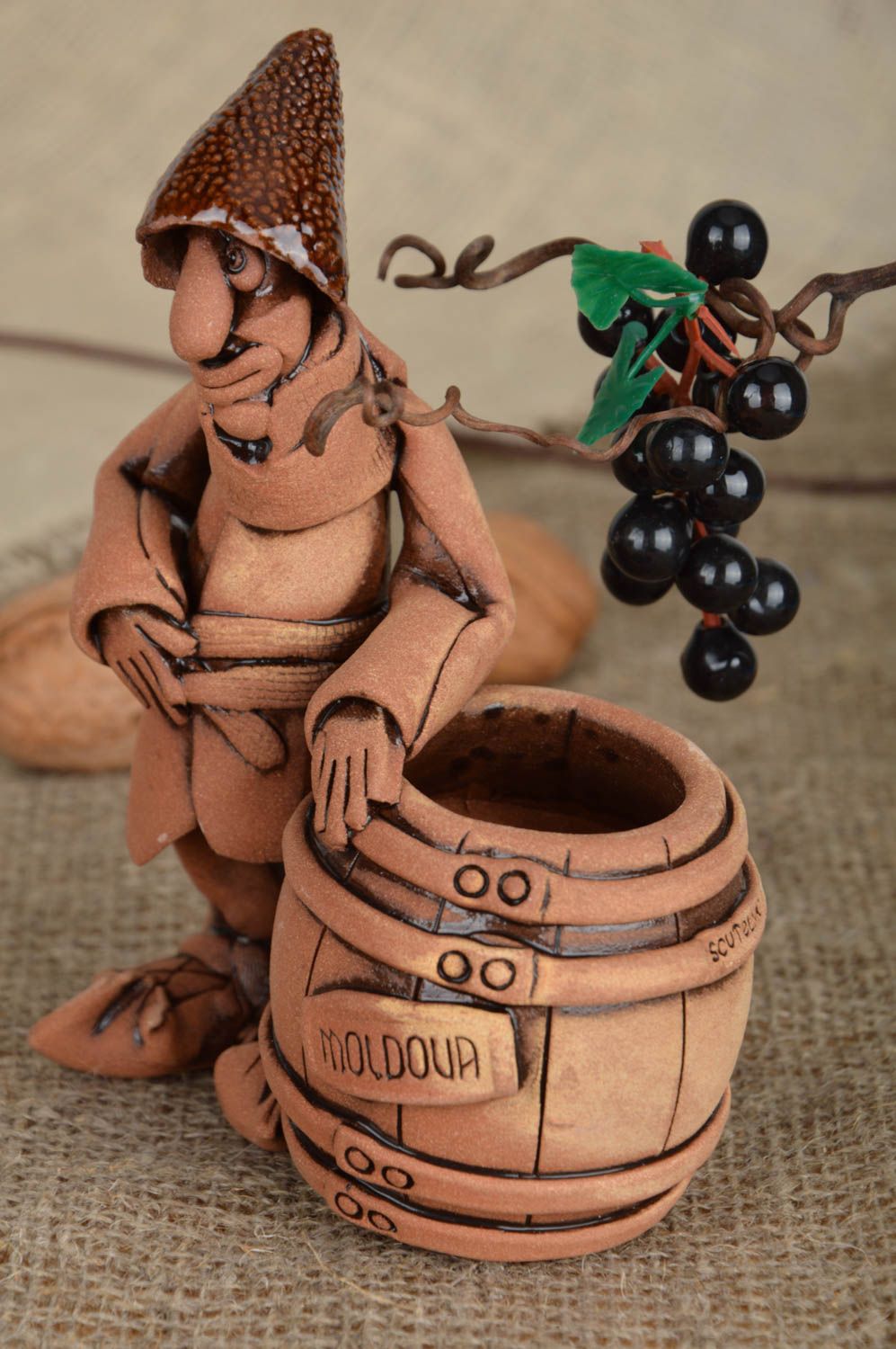 Handmade Behälter für Zahnstocher Deko Figur originelles Geschenk aus Keramik foto 1