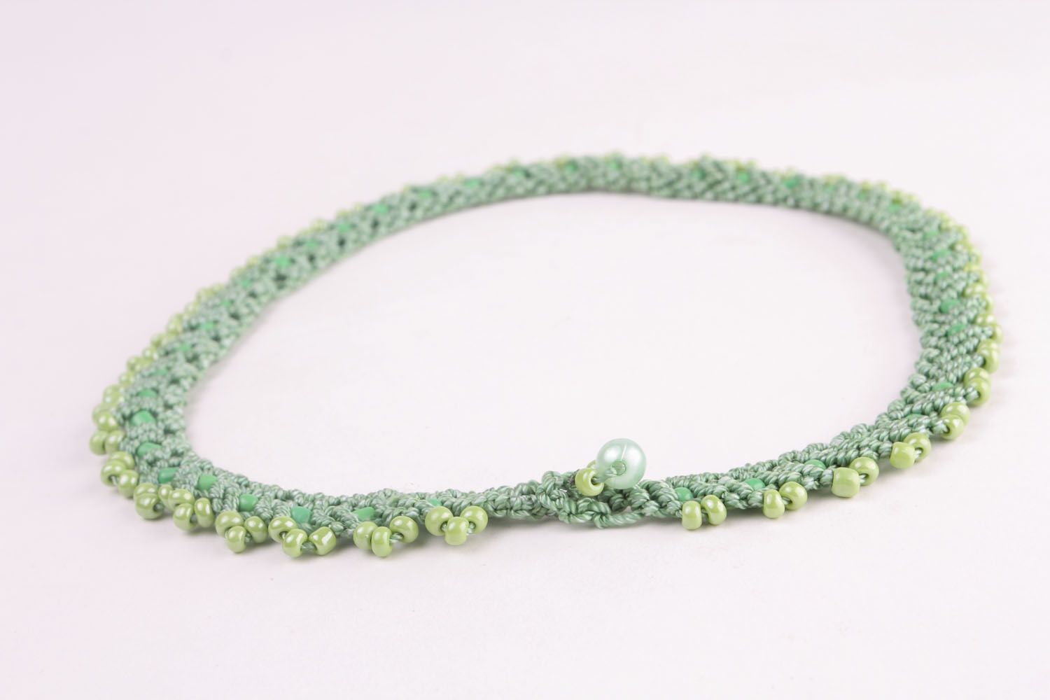 Light green woven necklace photo 4