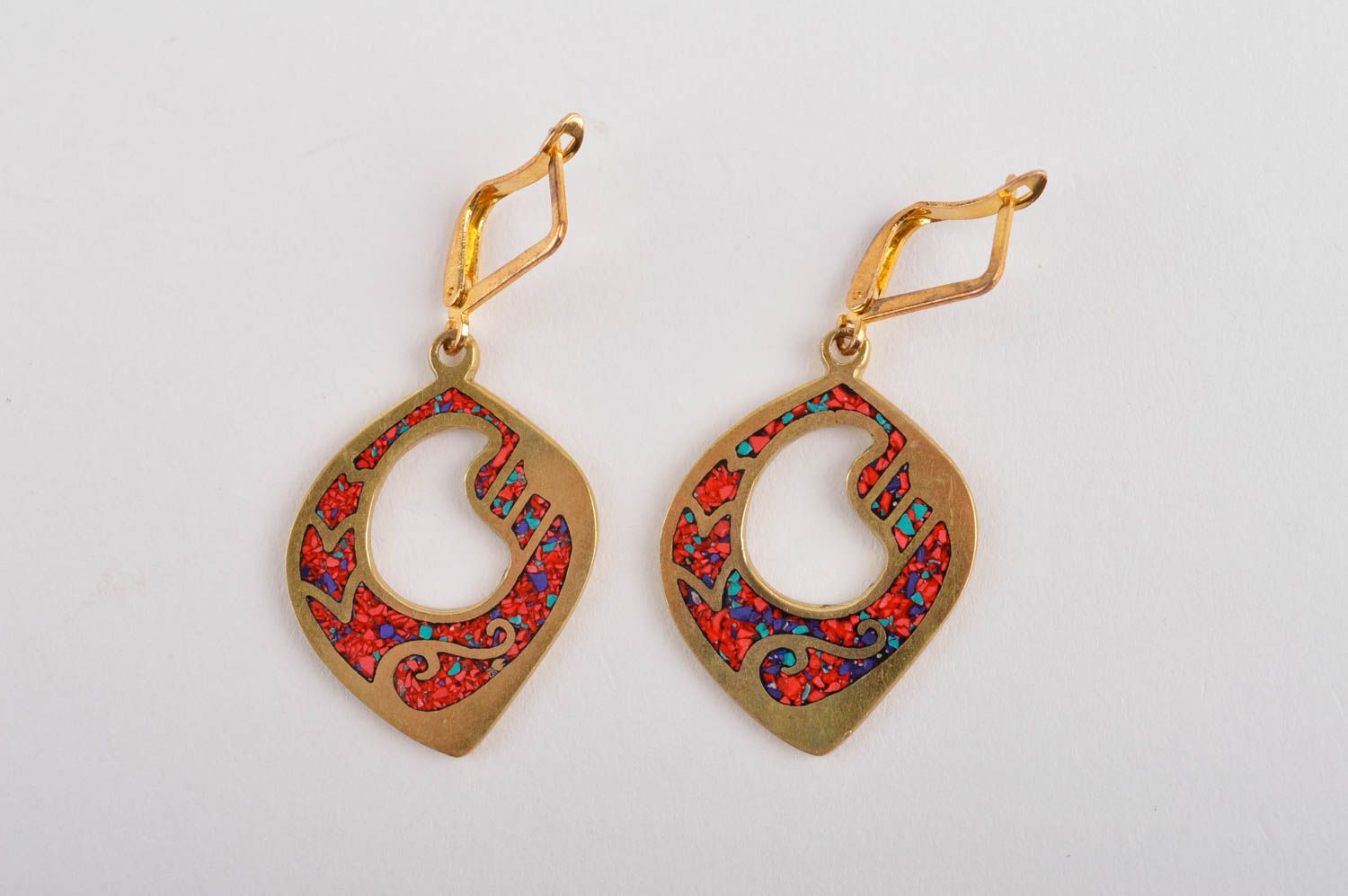 Handmade female elegant earrings stylish brass earrings stylish accessory photo 3