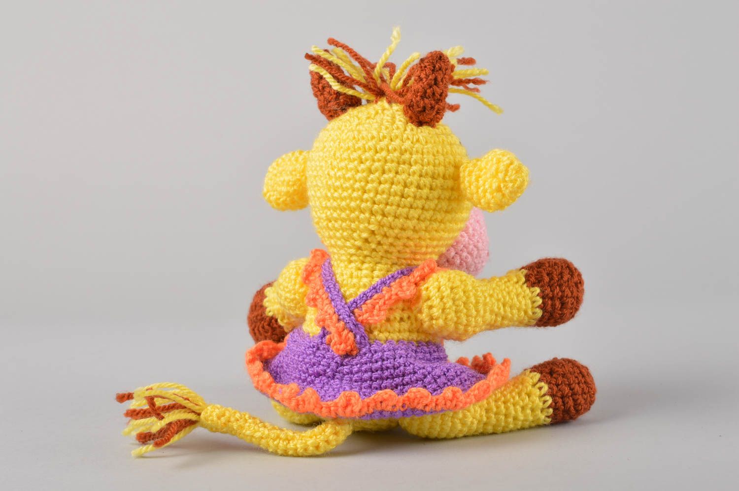 Juguete artesanal tejido peluche para niños regalo original Vaquita amarilla foto 2