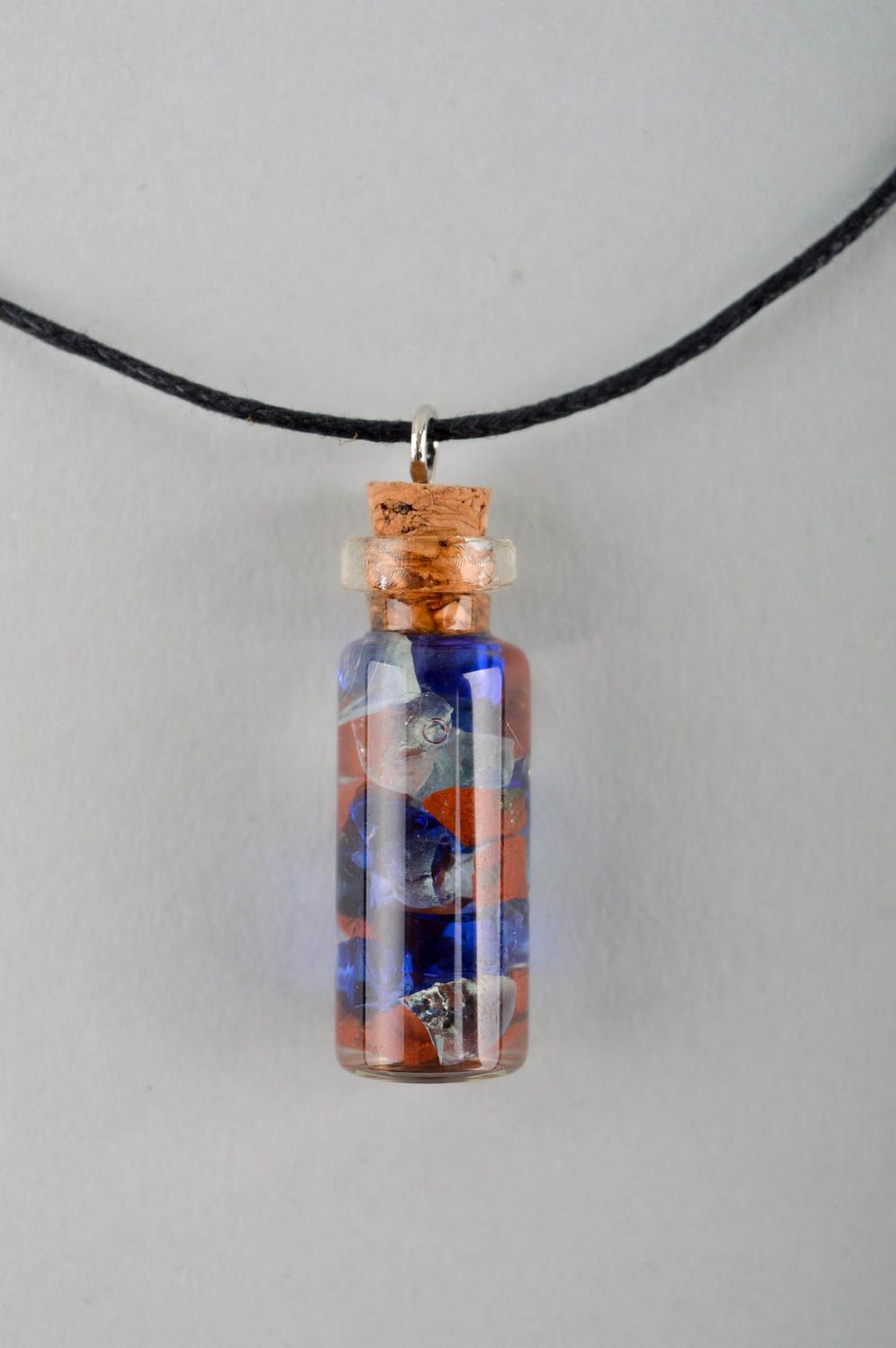 Handmade glass vial charm pendant necklace long necklace gifts for women photo 3