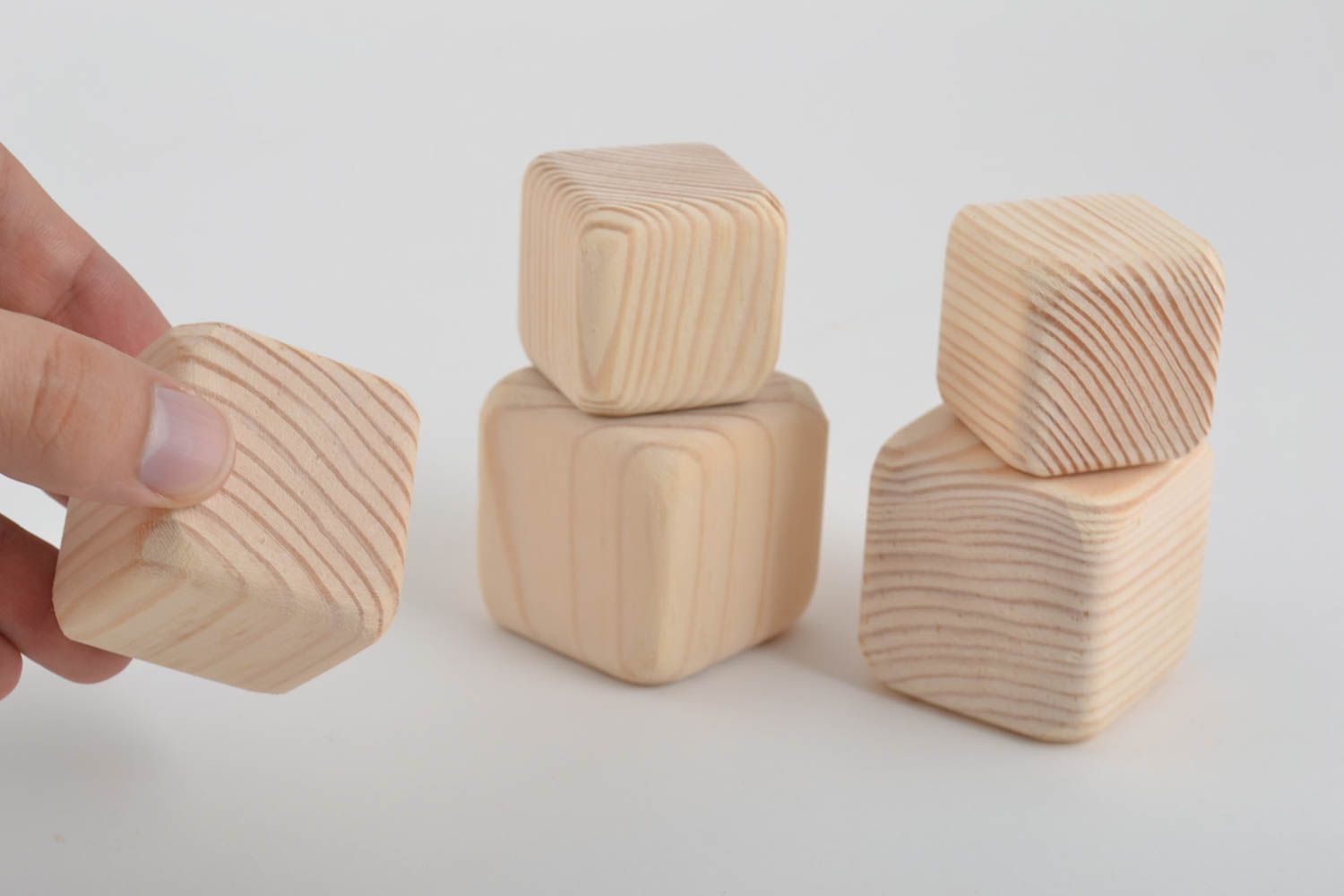 Set of 5 handmade wooden blank cubes wooden blocks toys for kids wooden craft photo 4