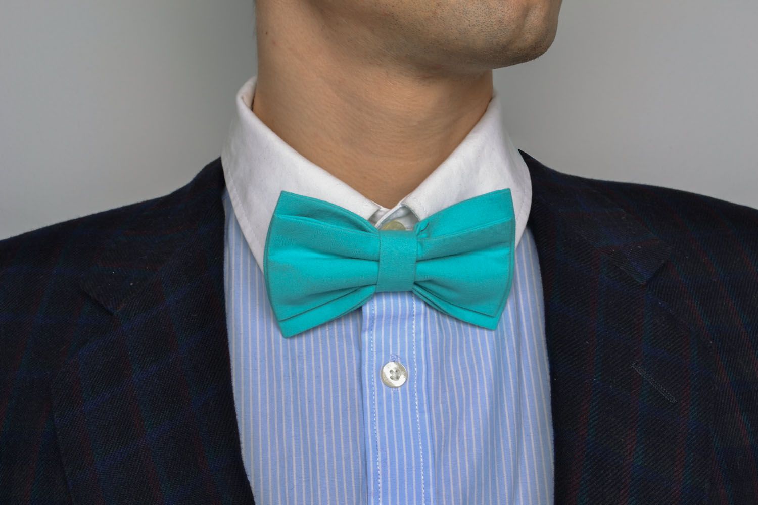 Corbata de lazo color turquesa foto 5