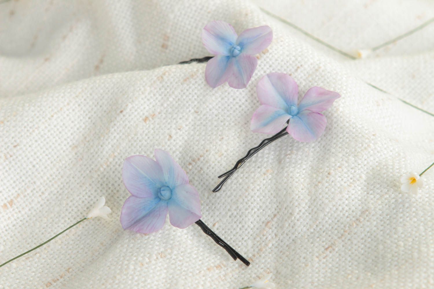 Handmade hair pins polymer clay hair pin unusual jewelry set of 2 items  photo 1