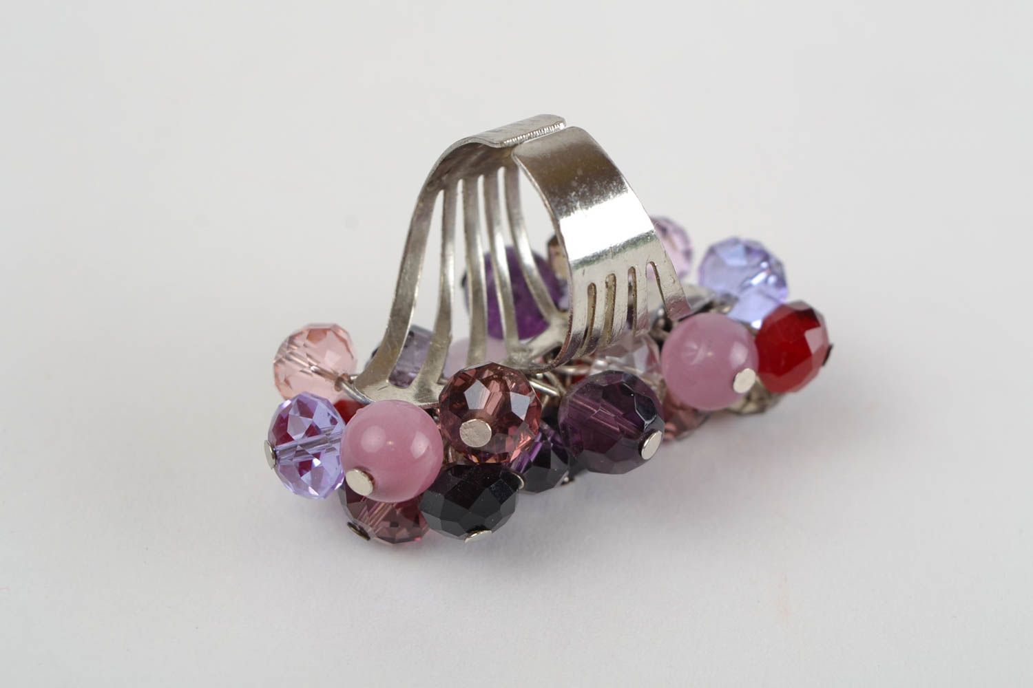 Schöner bunter Ring aus Glasperlen regulierbar handmade Schmuck für Frauen Blume foto 4