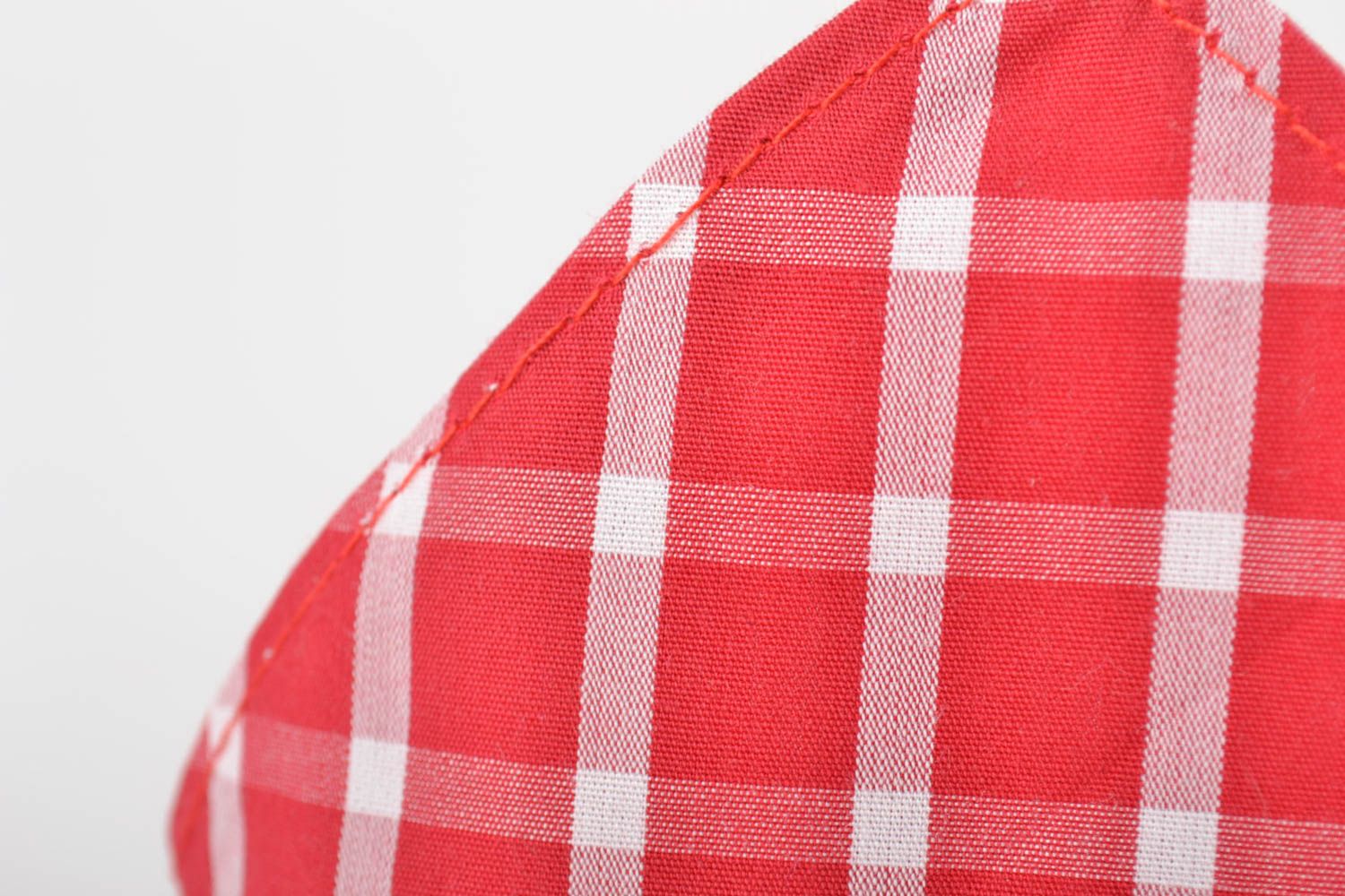 Red and white handmade designer checkered cotton handkerchief for suit pocket photo 4