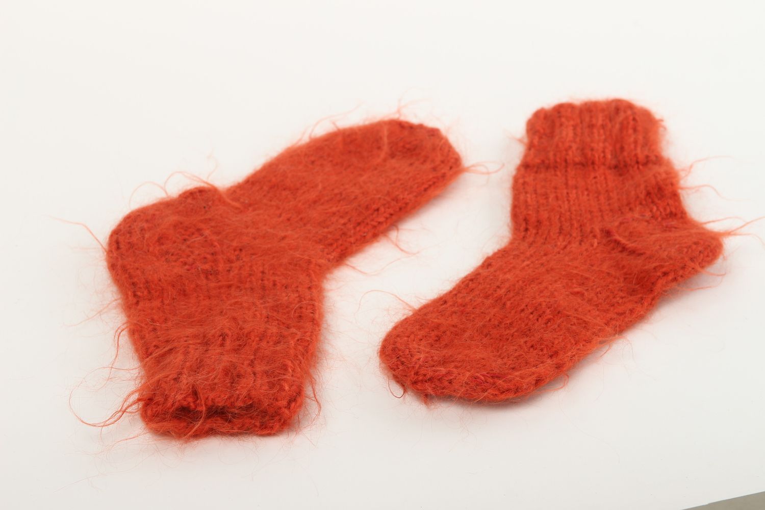 Красные носки ручной работы из шерсти женские носки шерстяные носки 37-38 размер фото 3
