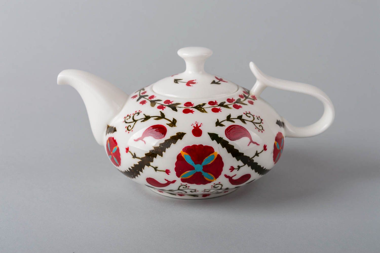 Набор керамики чашка с блюдцем и заварочный чайник с авторской росписью хэндмэйд фото 3