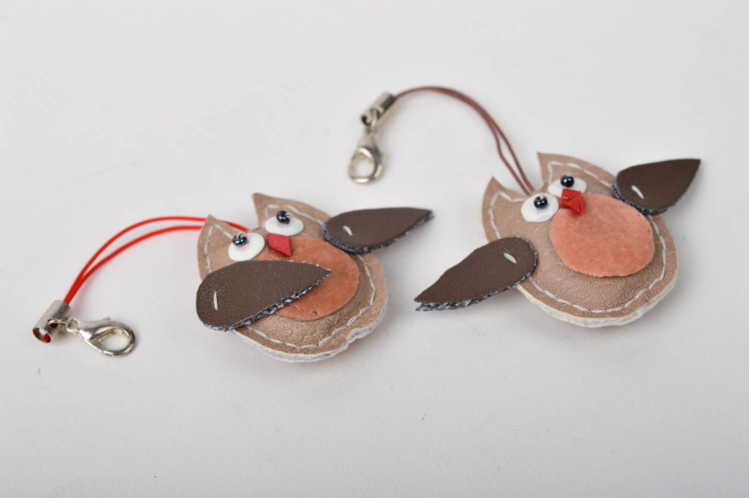 Брелки ручной работы кожаные брелки милые оригинальные подарки две совы фото 4