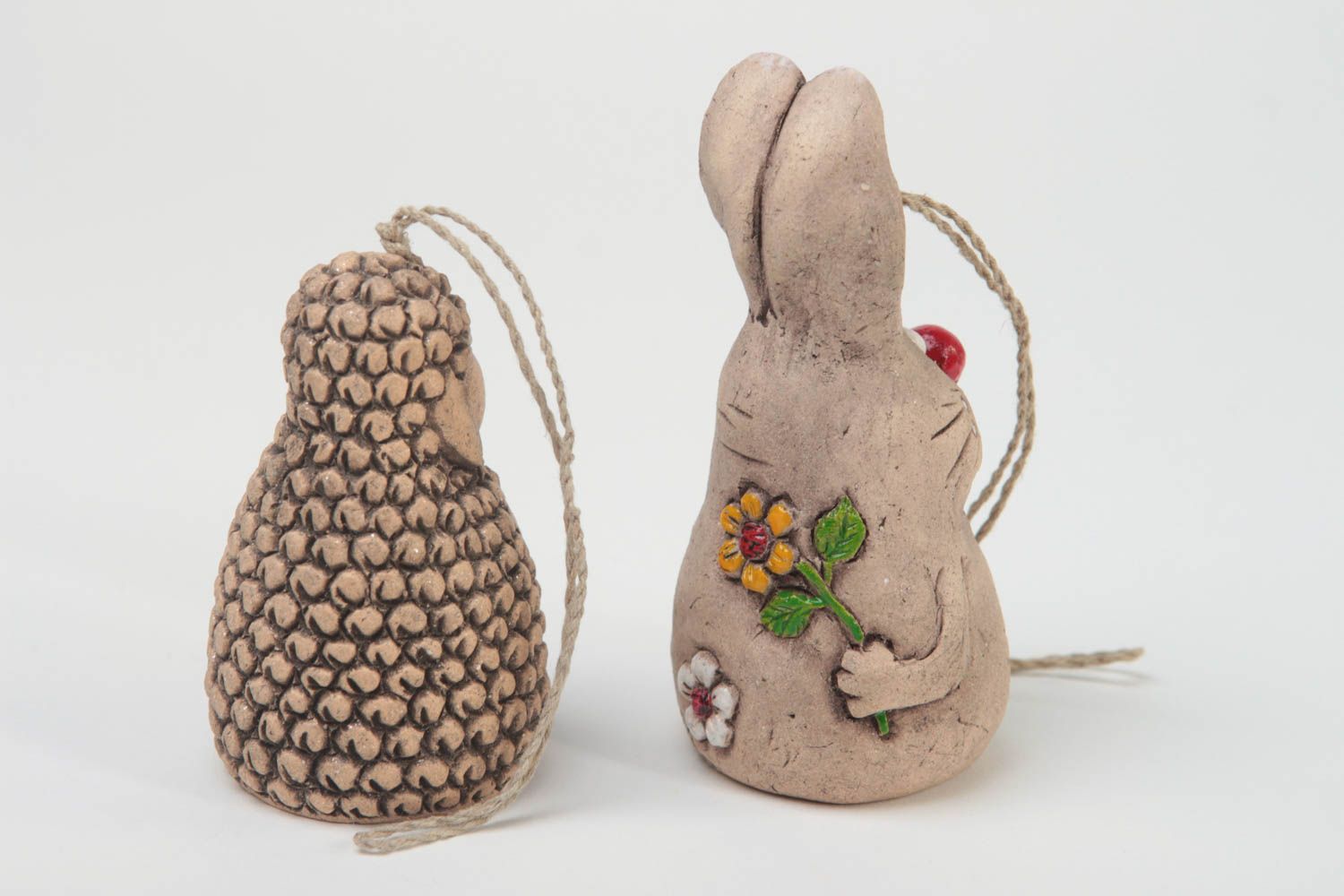 Stylish clay bells handmade interior decor ceramic animals cute bells photo 3