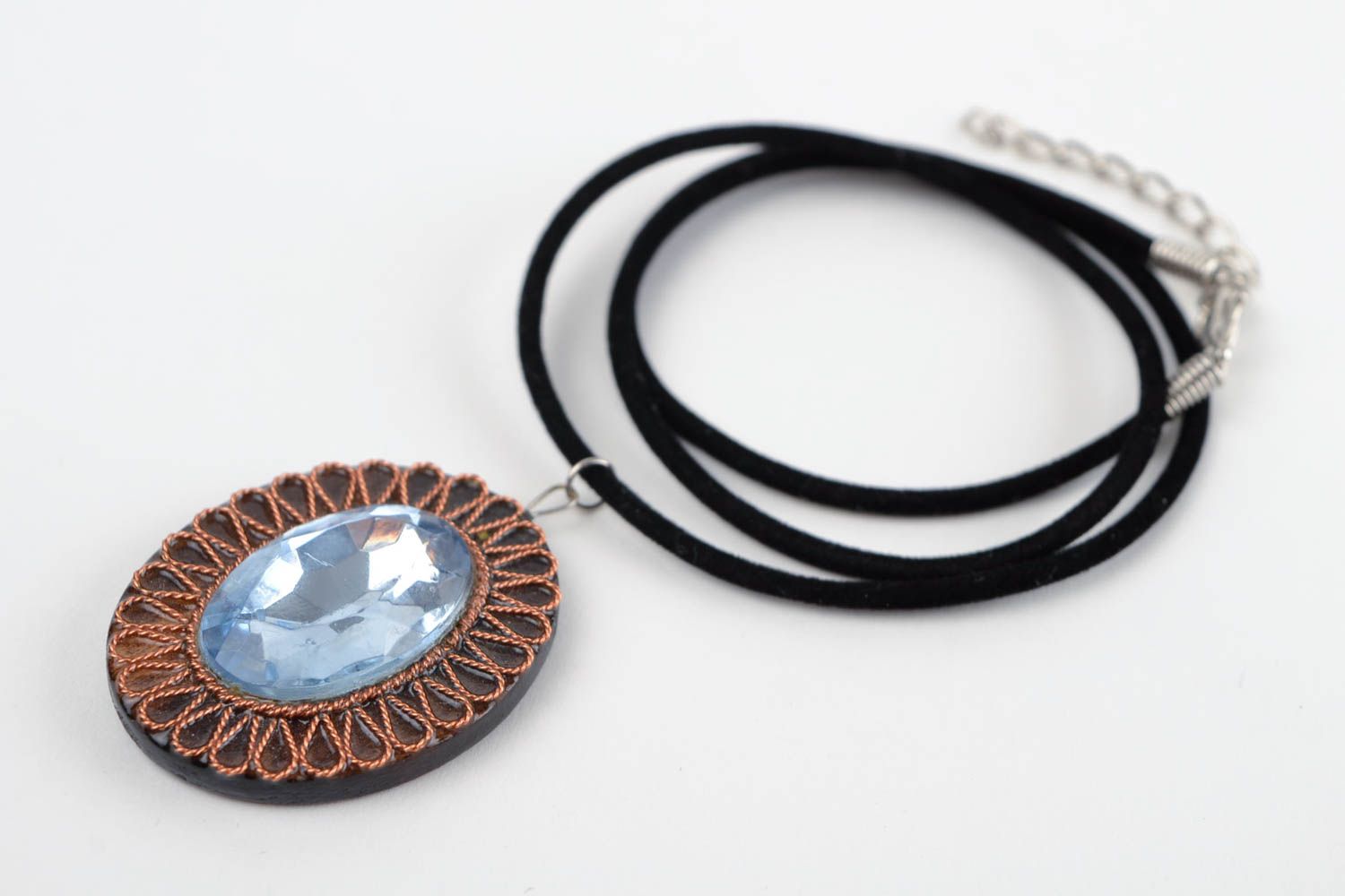 Handmade necklace wood pendant designer accessories pendant necklace gift ideas photo 2