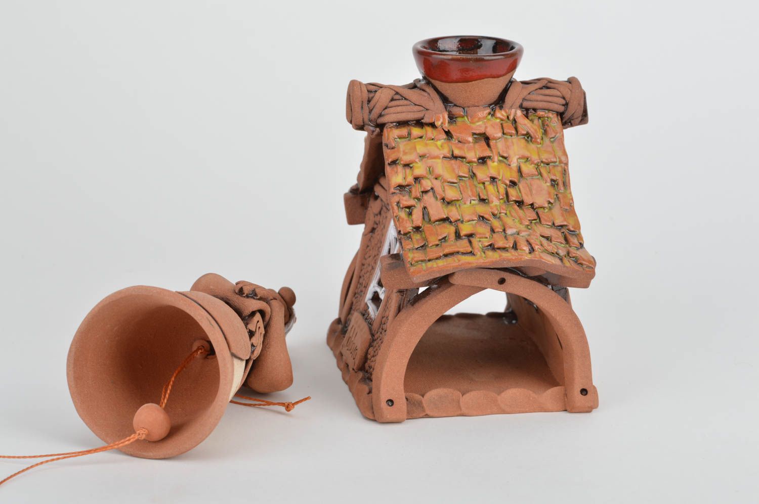 Керамическая аромалампа и статуэтка набор из 2 изделий небольшие ручная работа фото 5
