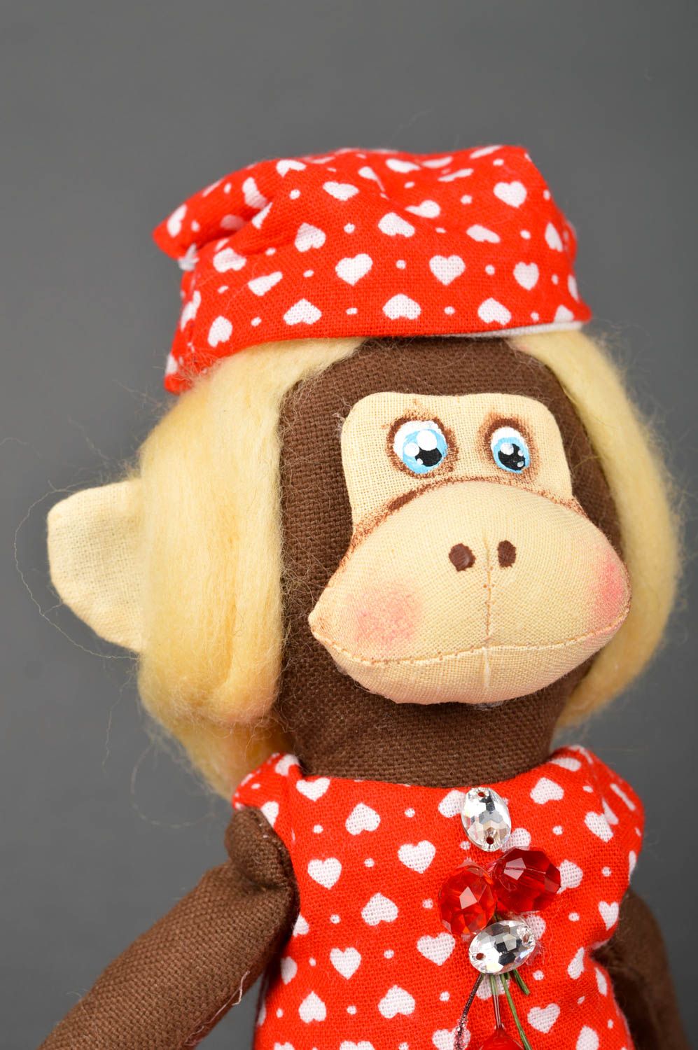 Handmade kleines Kuscheltier schön Kuscheltier Affe Stoff Spielzeug originell foto 4