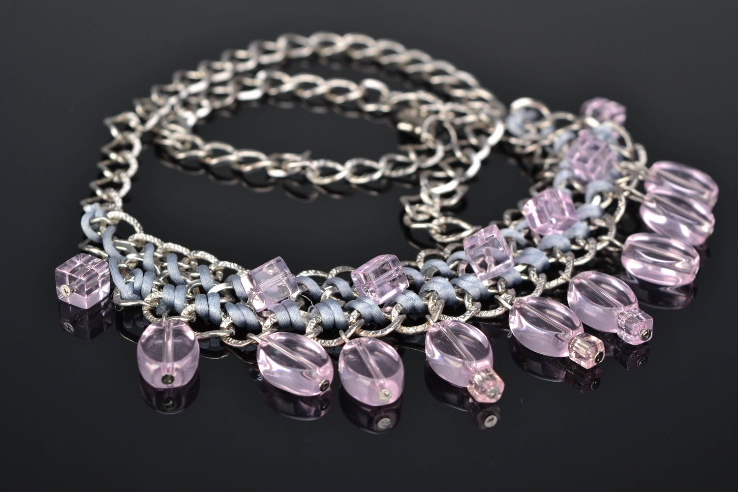 Glass bead necklace Pink Candies photo 1