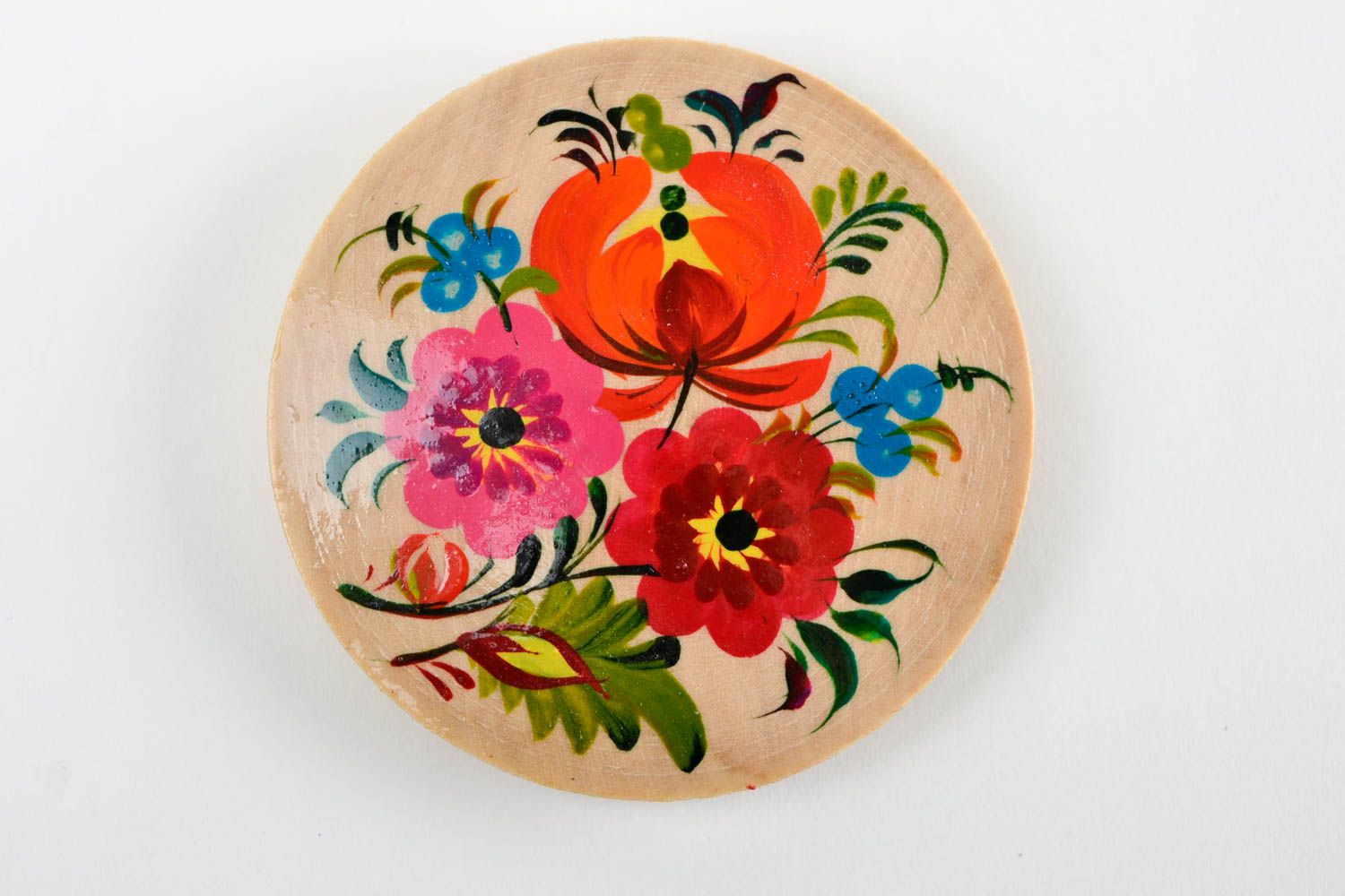 Magnet frigo fait main Aimant en bois à motif floral Décoration cuisine photo 4