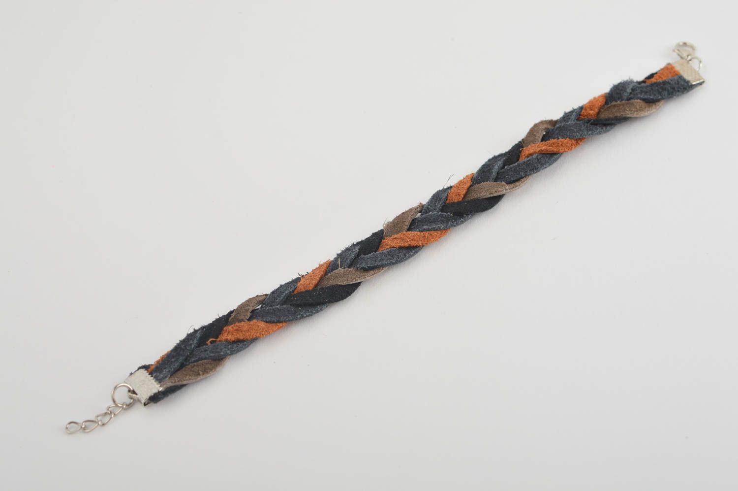 Браслет ручной работы браслет из кожи дизайнерское украшение трехцветная коса фото 2