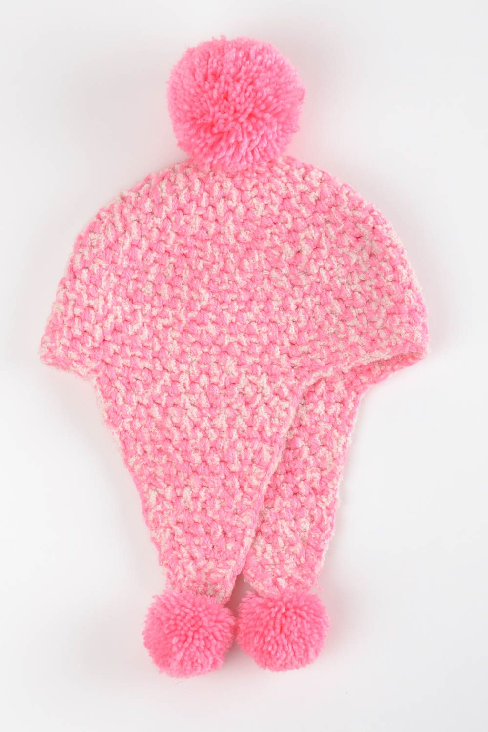 Mütze für Frauen handmade Mütze mit Bommel modisches Accessoire rosa gehäkelt foto 2