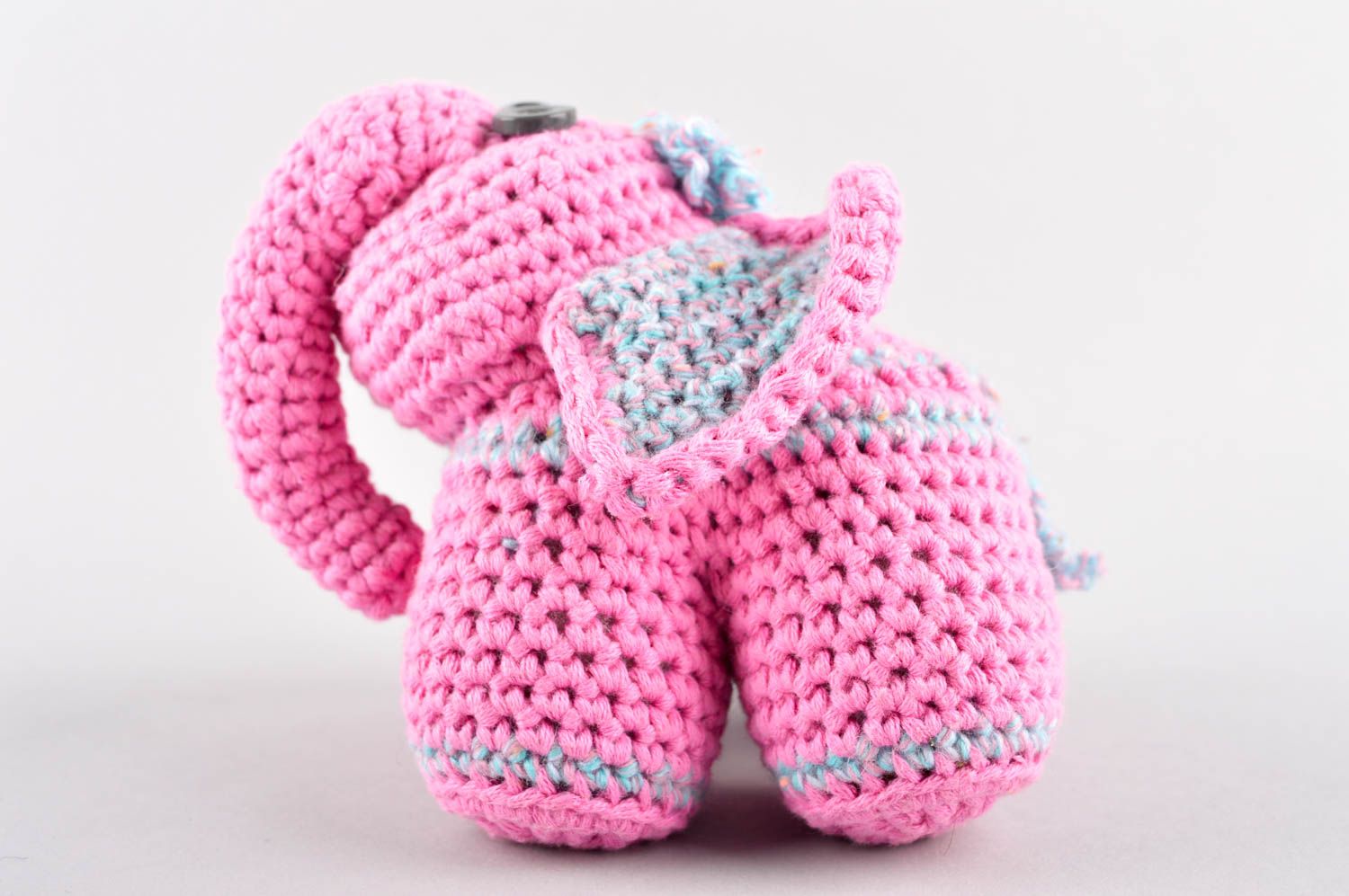 Handmade Stofftier Elefant Häkel Kuscheltier Kinder Spielsache rosa originell foto 3