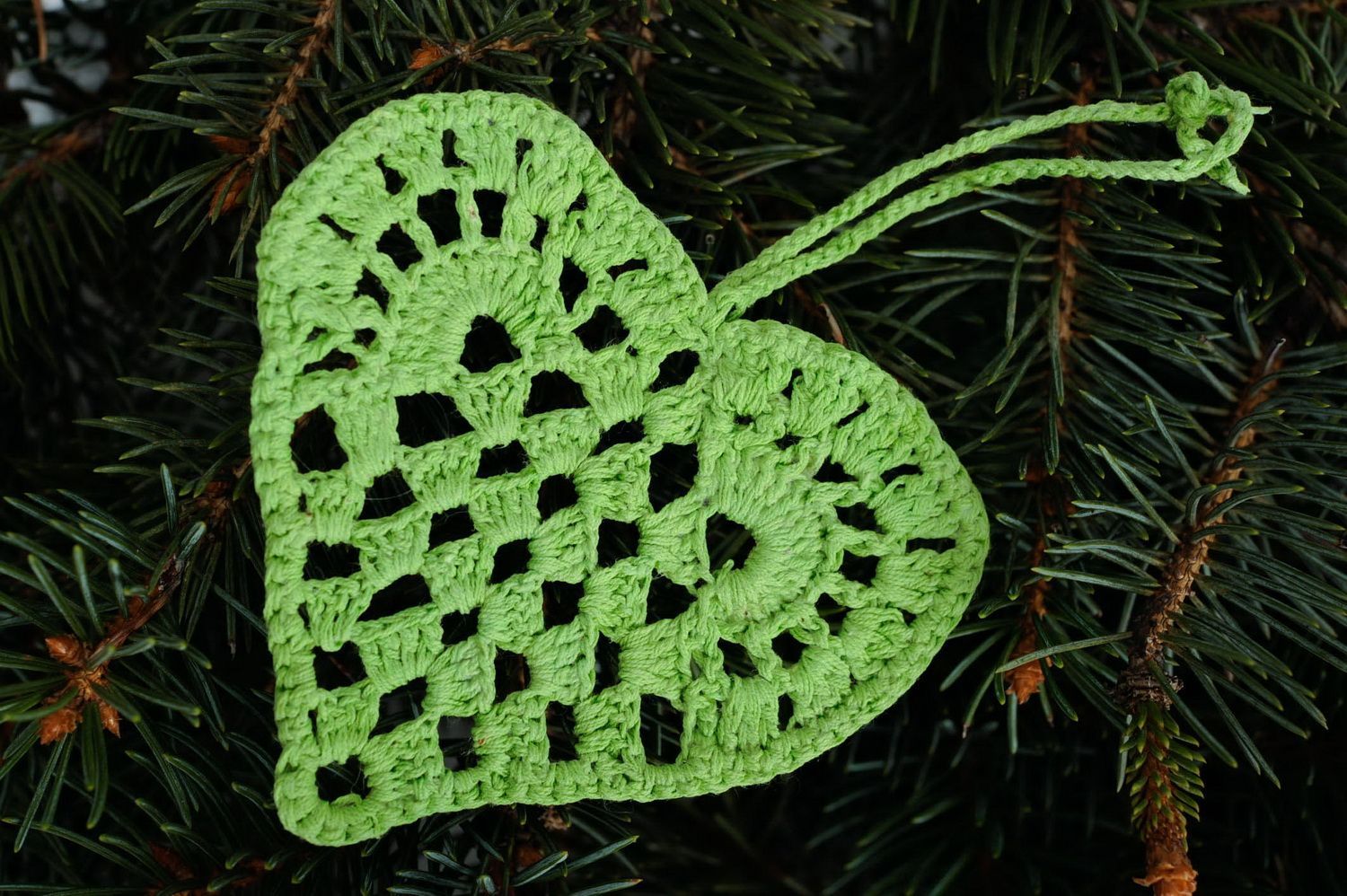 Jouet de Noël en forme de cœur vert photo 2