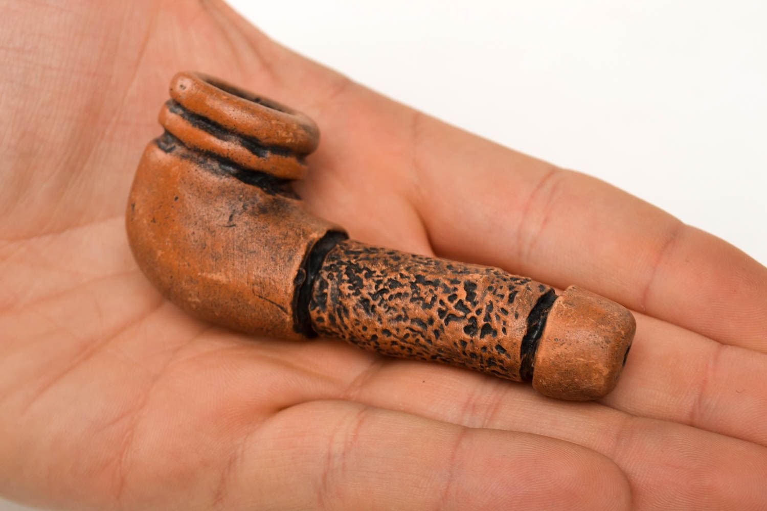 Pipa de barro artesanal modelada accesorio para fumador regalo para hombres foto 2